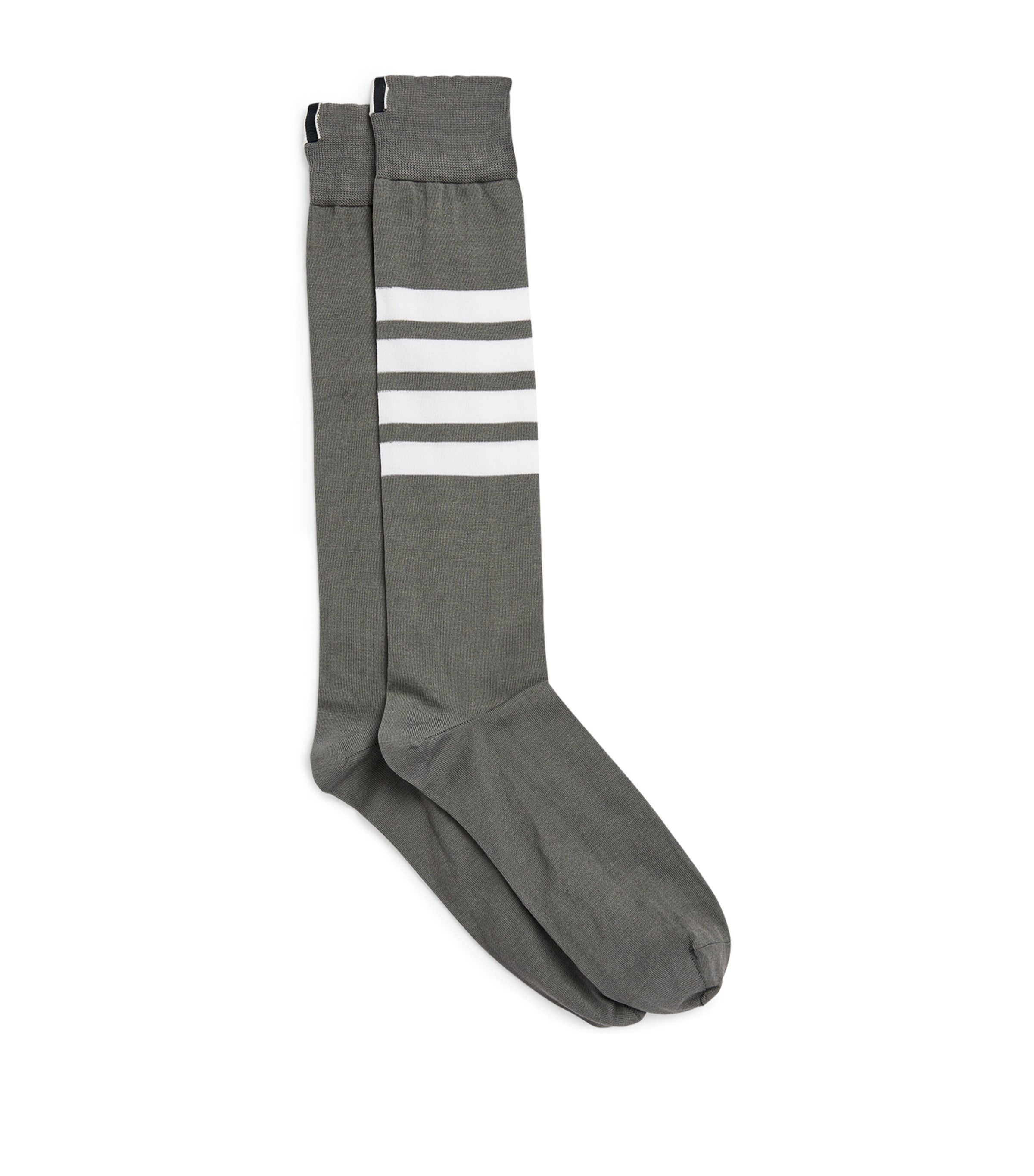 Thom Browne Cotton-blend 4-bar Over-the-calf Socks In Grey