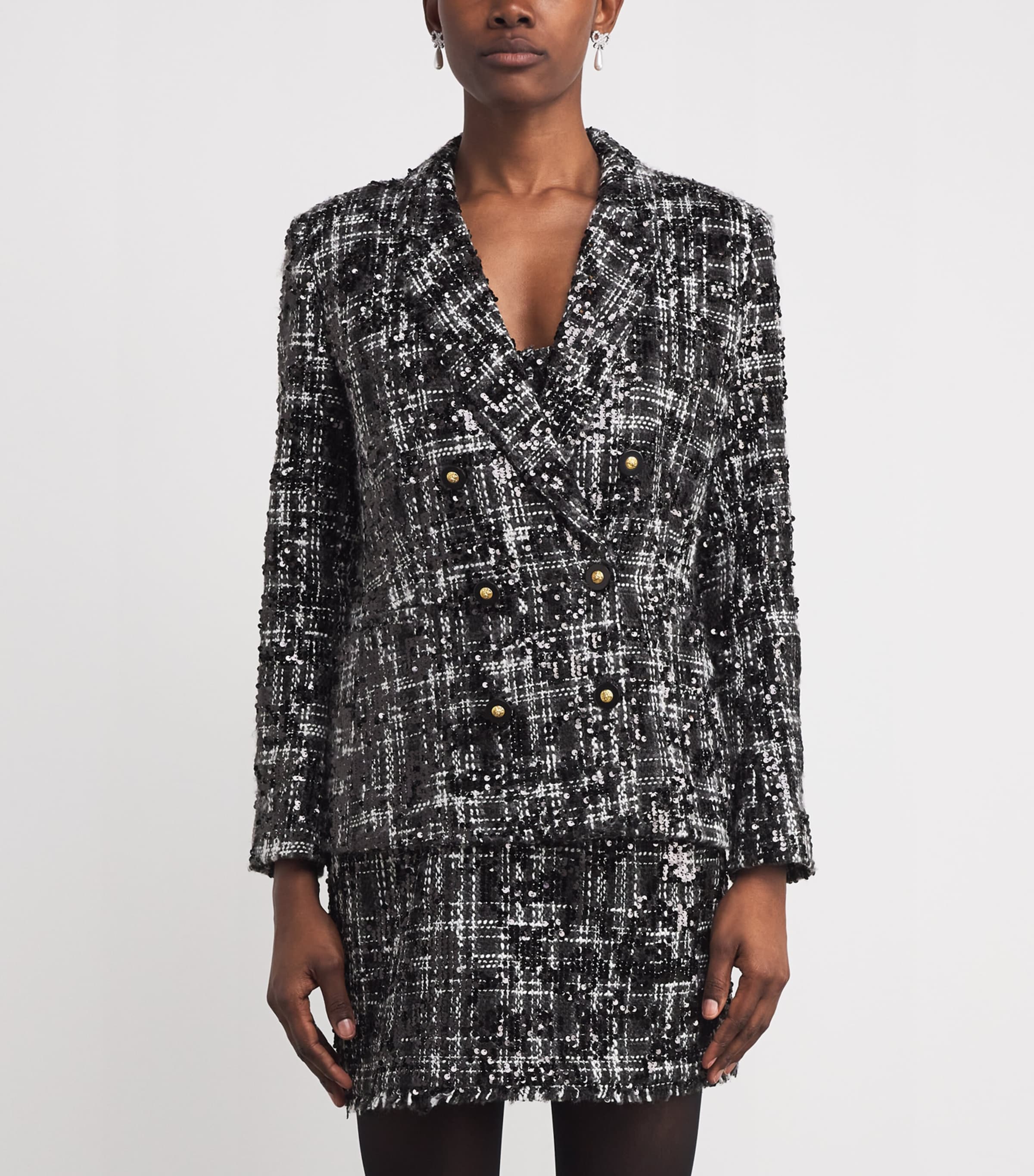 Tweed Sequinned Colin Blazer BLCK/IVRY TWD BLCK Image 3