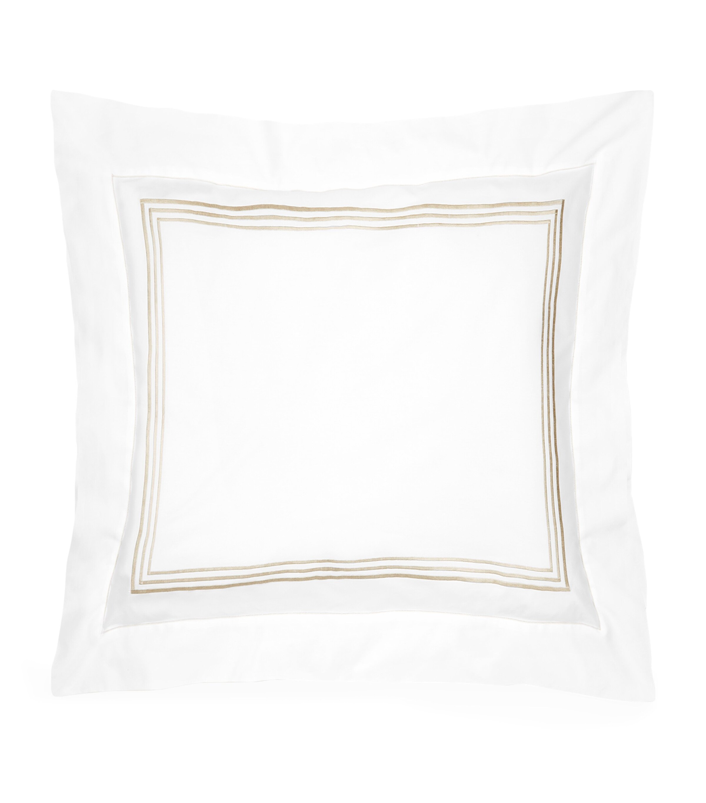 Tre Righe Square Pillowcase (65cm x 65cm) WHITE/SAGE Image 1