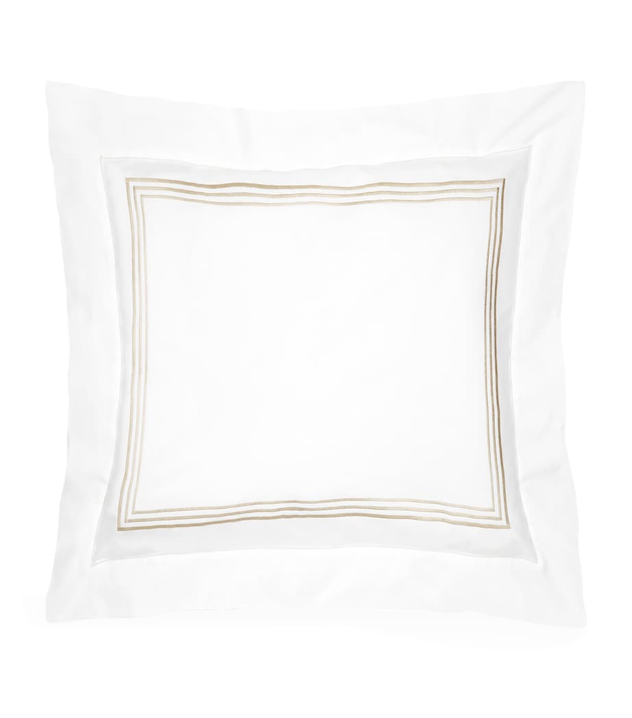 Tre Righe Square Pillowcase (65cm x 65cm) WHITE/SAGE Image 1