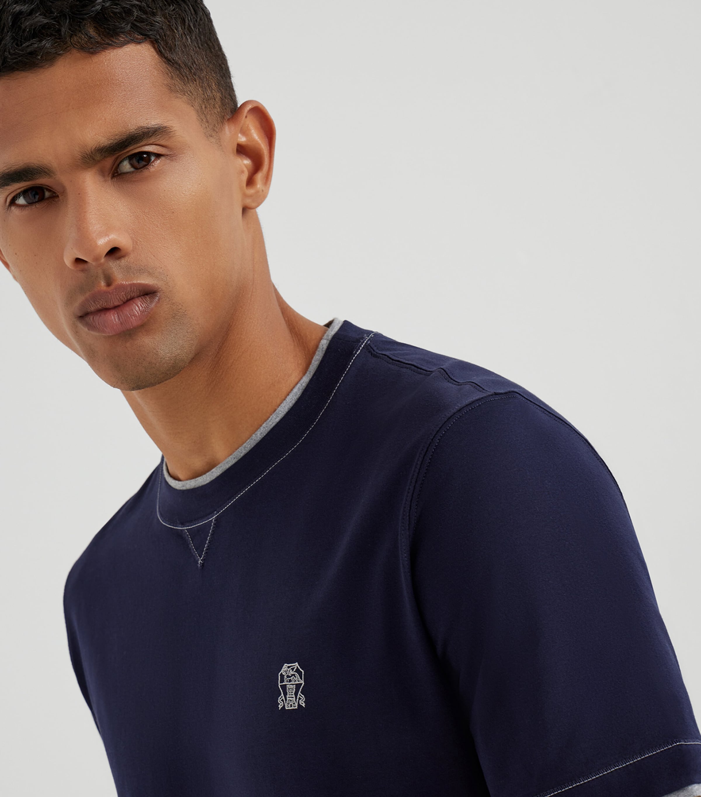 Brunello Cucinelli Cotton Faux-Layered Logo T-Shirt | Harrods UK