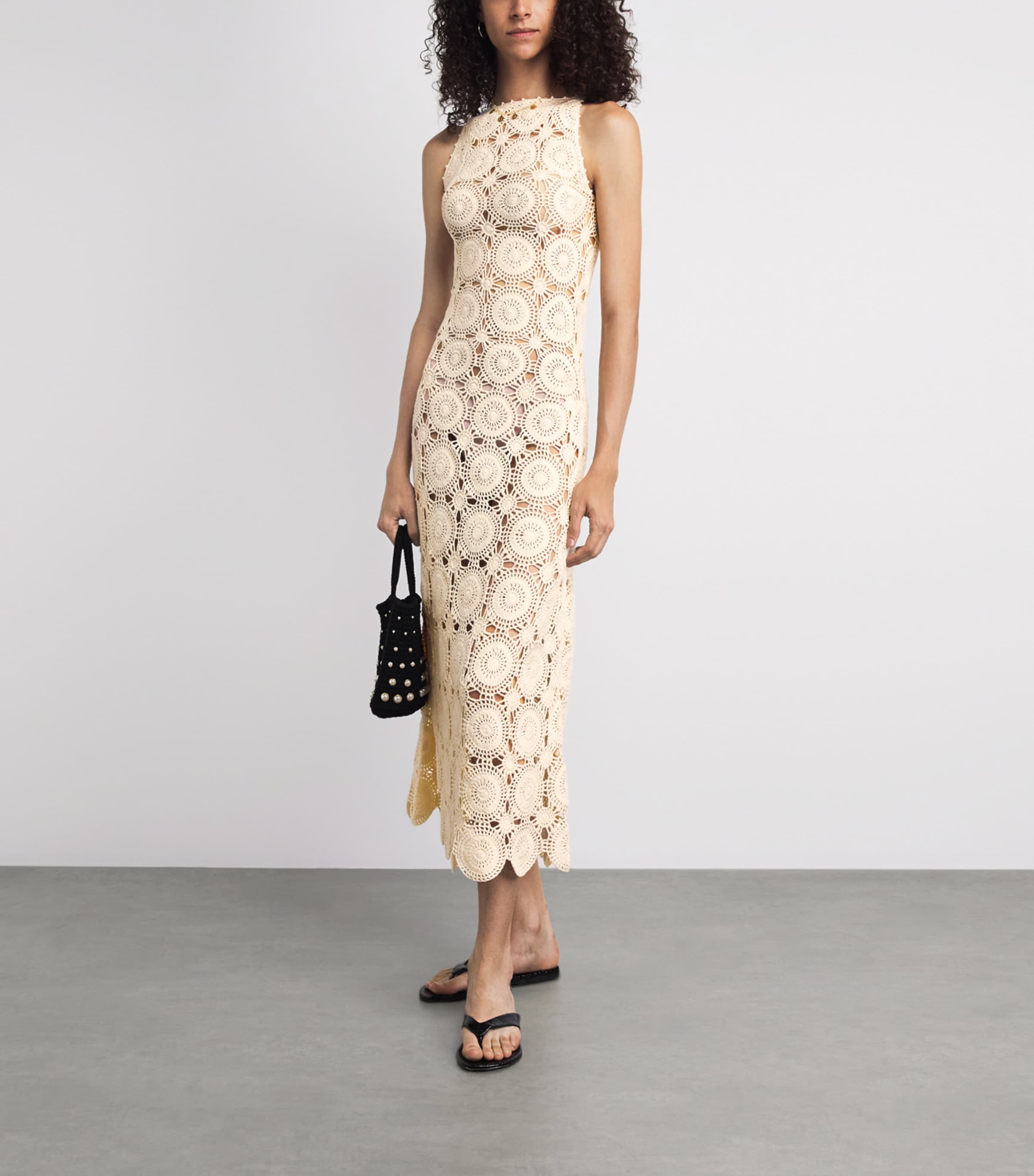 ESCVDO Womens Crochet Siula Maxi Dress Ivory Image 2