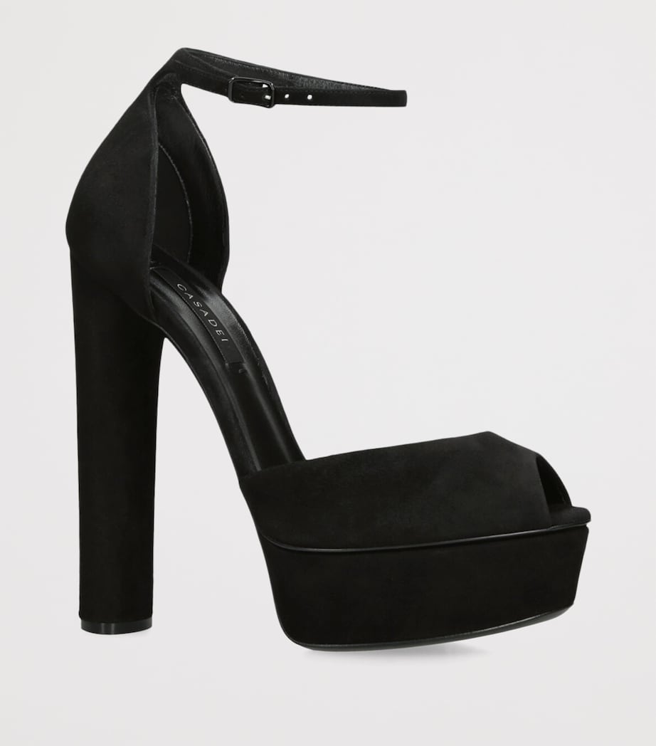 Suede Flora Platform Heels 140 BLACK Image 3
