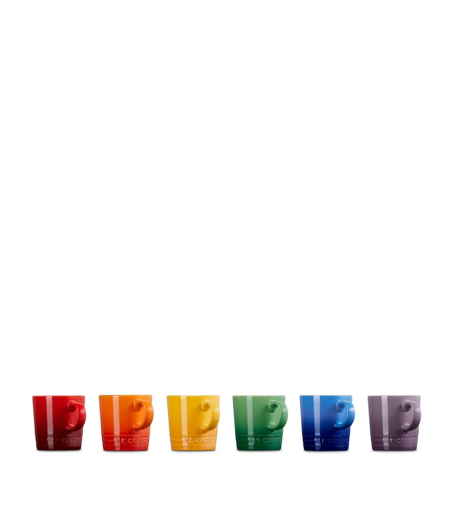 Stoneware Rainbow Espresso Mugs (Set of 6) NO COLOUR Image 4
