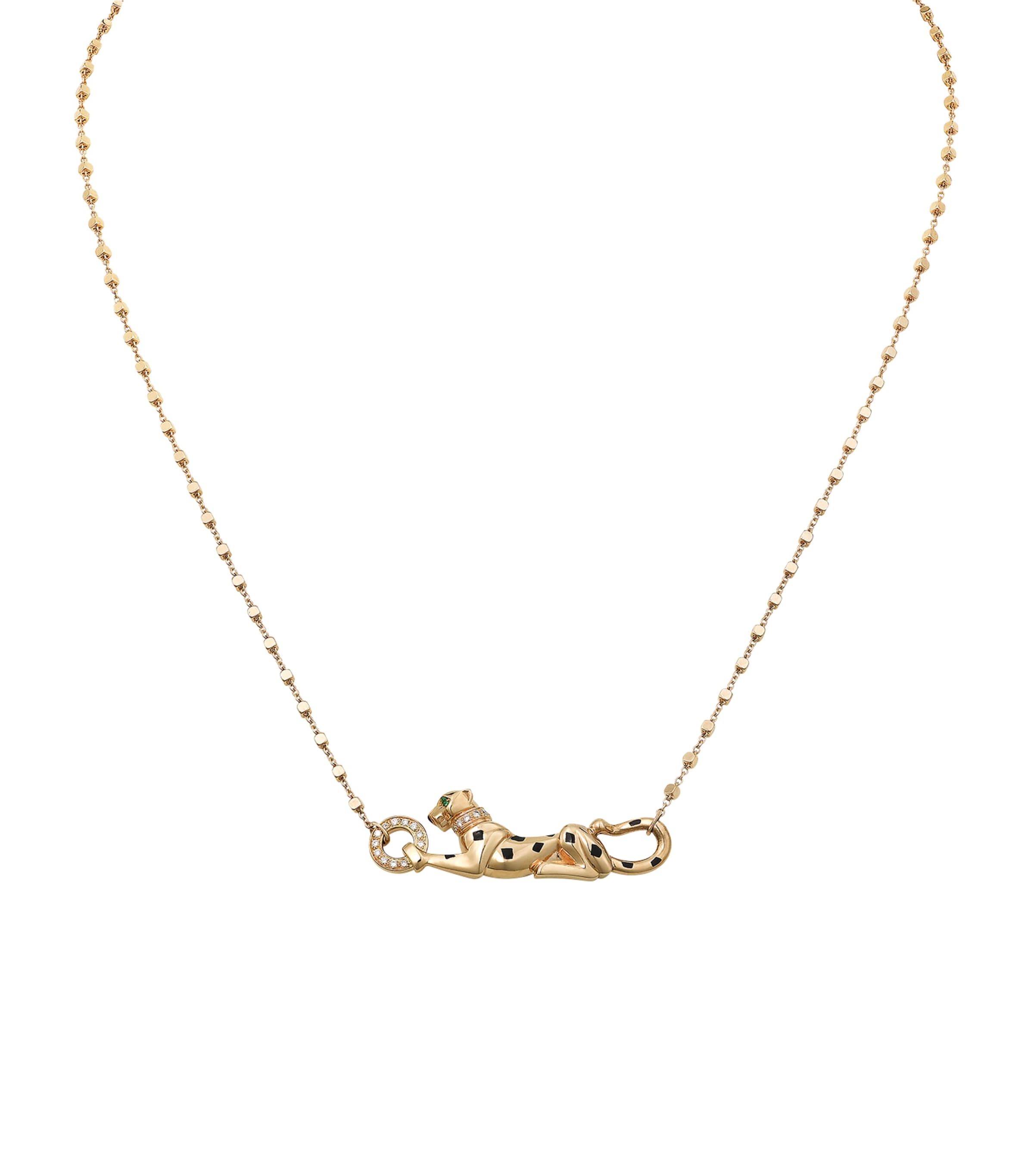 Yellow Gold, Diamond, Tsavorite and Black Lacquer Panthère de Cartier Necklace YELLOW GOLD Image 1