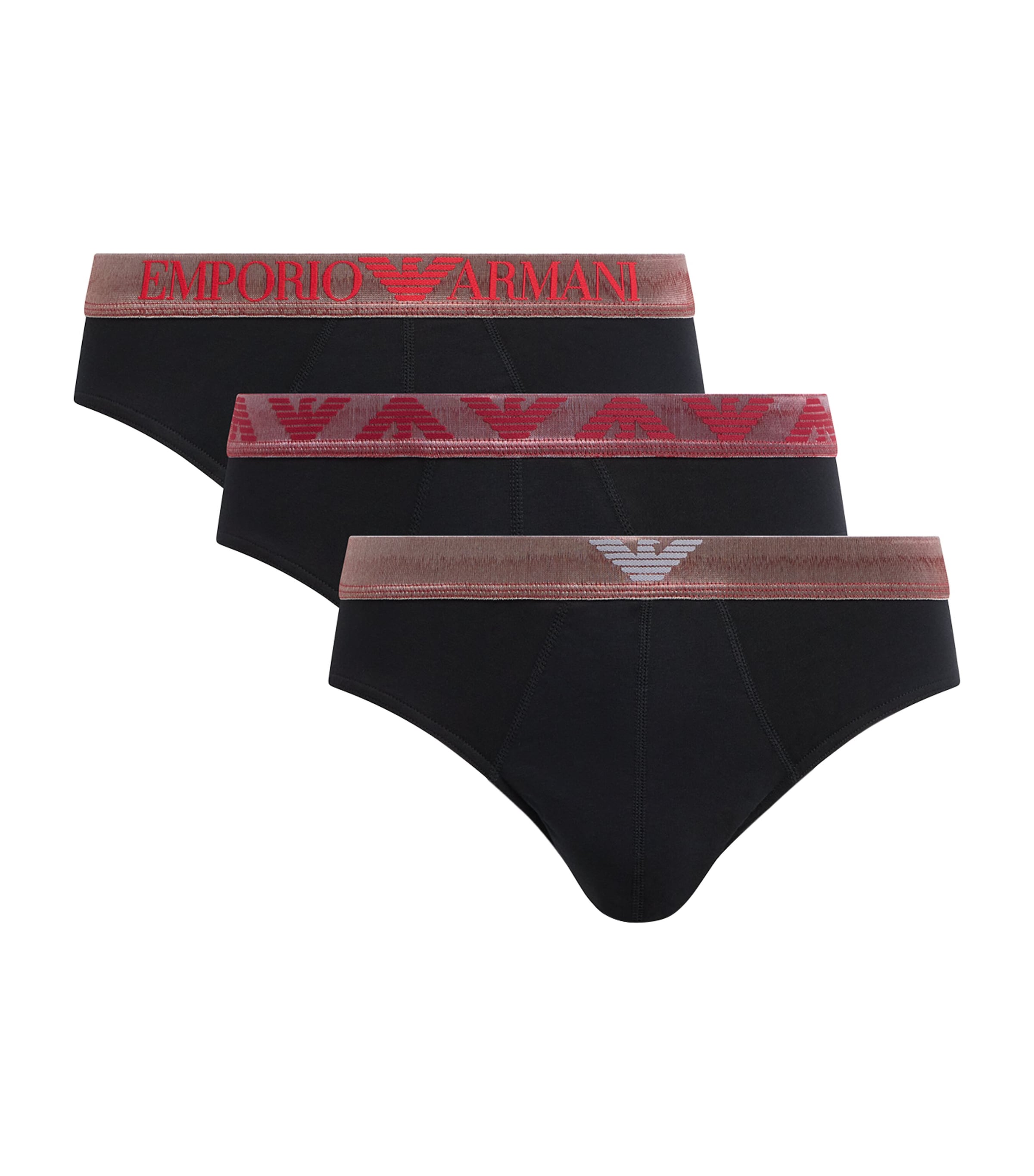 Emporio Armani Stretch-cotton Logo Briefs In Black