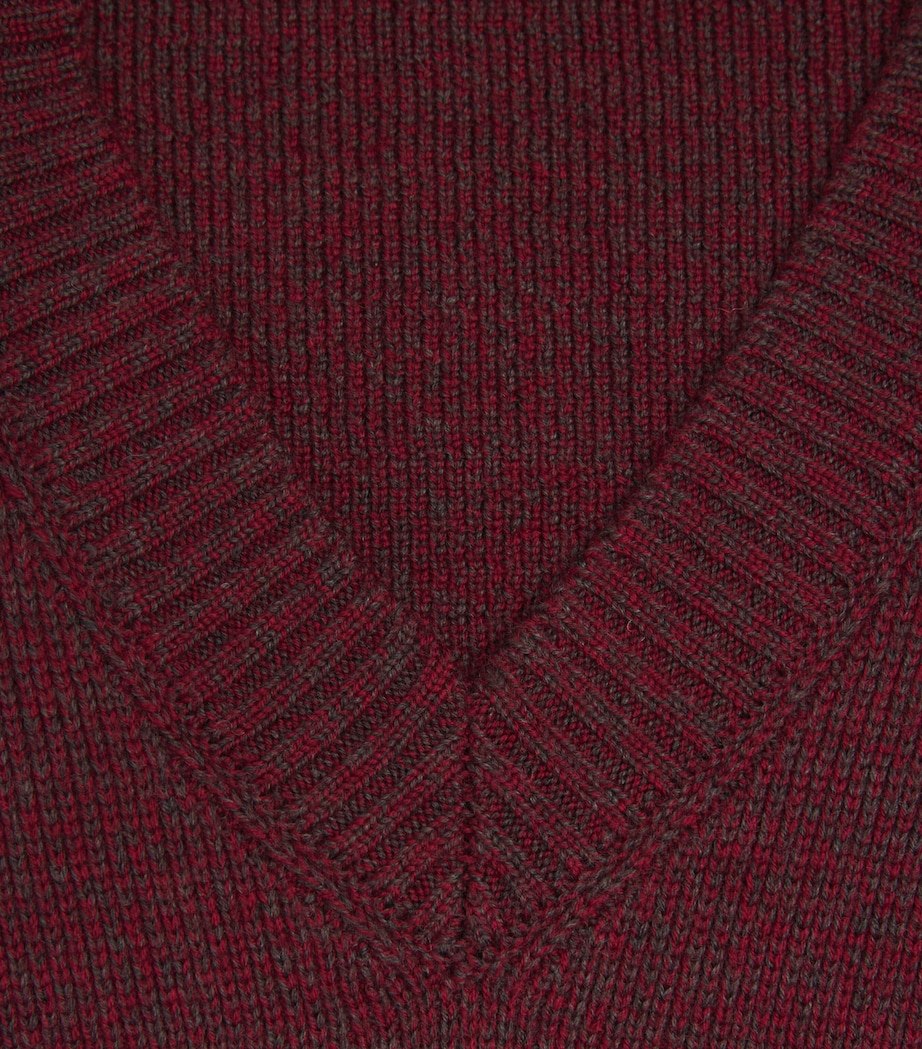 Róhe Womens Wool V-Neck Sweater Burgundy Image 6