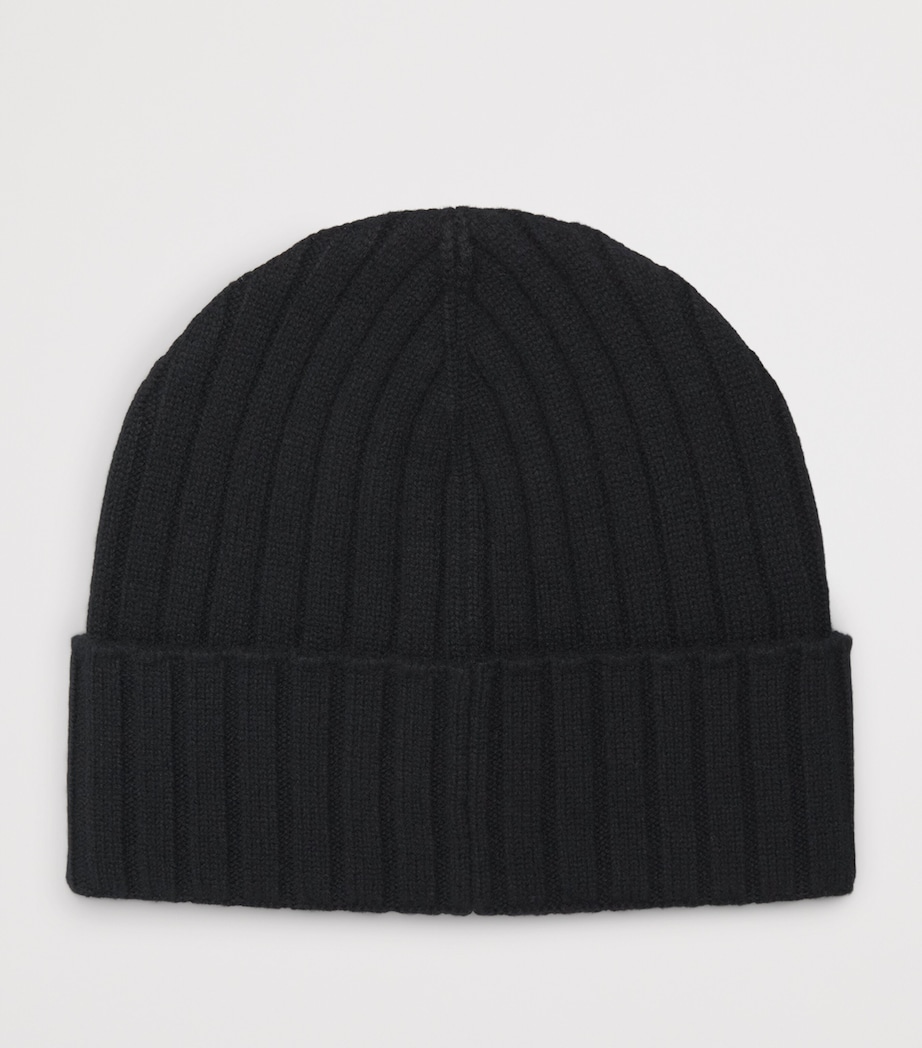 Herno Cashmere Logo Patch Beanie Nero Image 2