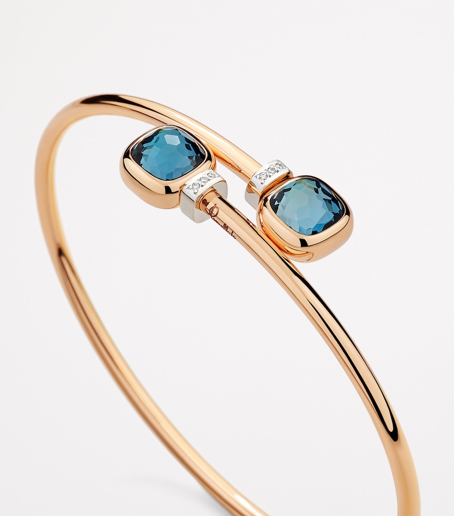 Mixed Gold, Blue Topaz and Diamond Nudo Bangle DB0TL Image 3
