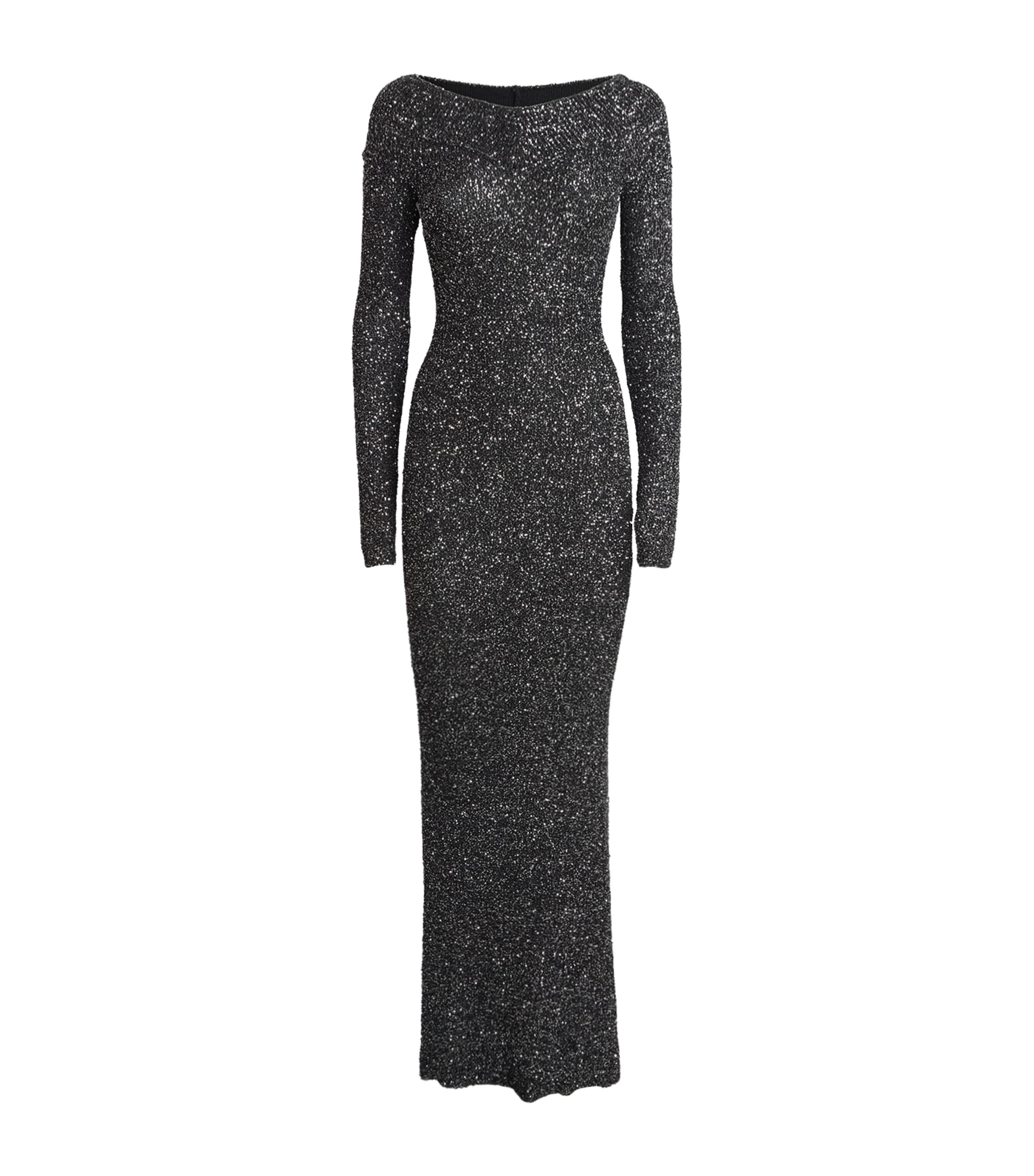 Stella Mccartney Sequin Off-the-shoulder Gown In Black