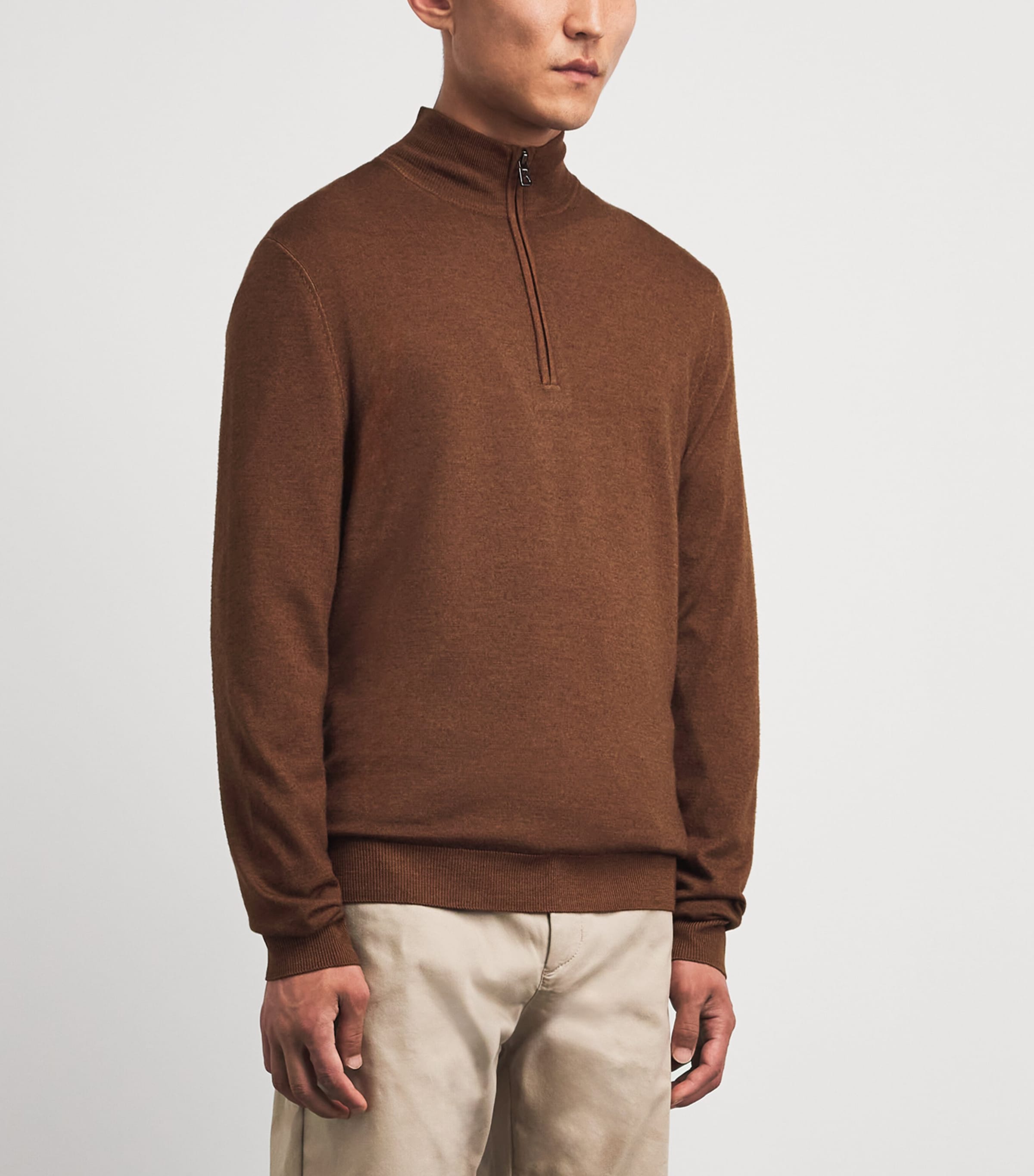 Bogner Mens Virgin Wool Ouri Quarter-Zip Sweater Brown Image 4