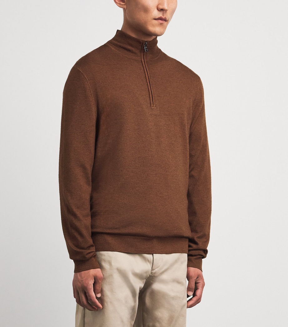 Bogner Mens Virgin Wool Ouri Quarter-Zip Sweater Brown Image 4