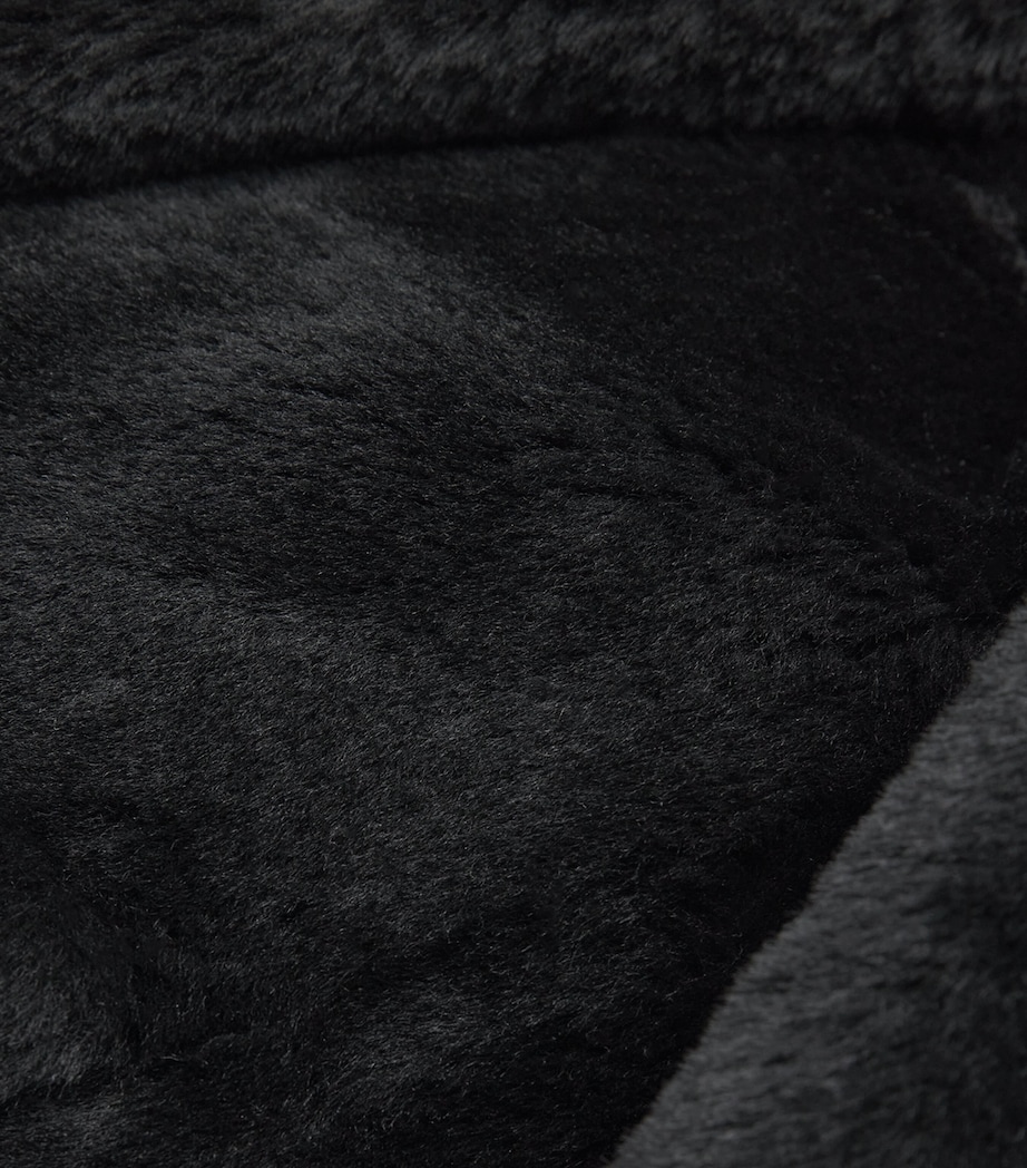 Shearling Collarless Coat 001 BLACK Image 5
