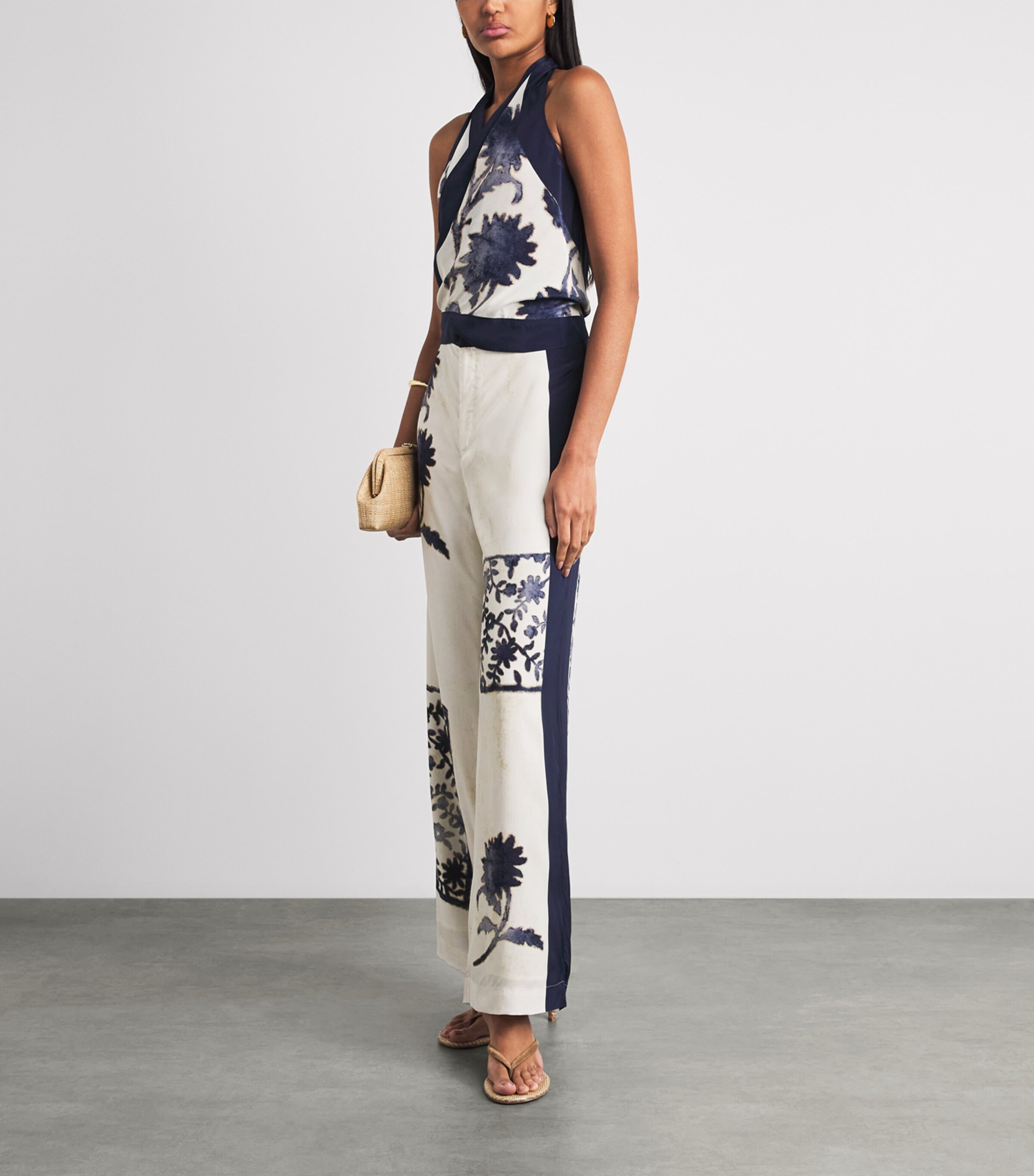 SIR. Womens Philippa Printed Wide-Leg Trousers Eira Midnight Image 2