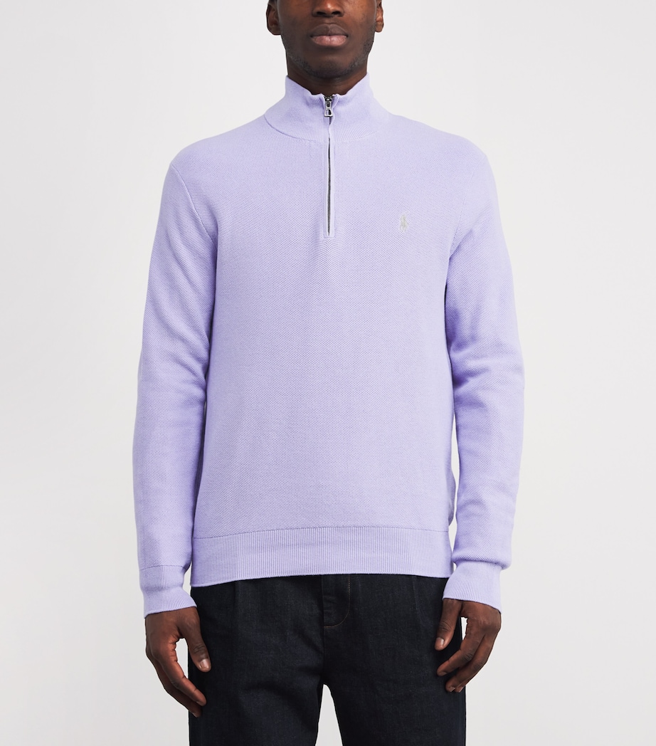 Cotton Quarter-Zip Sweater SKY LAVENDER Image 3