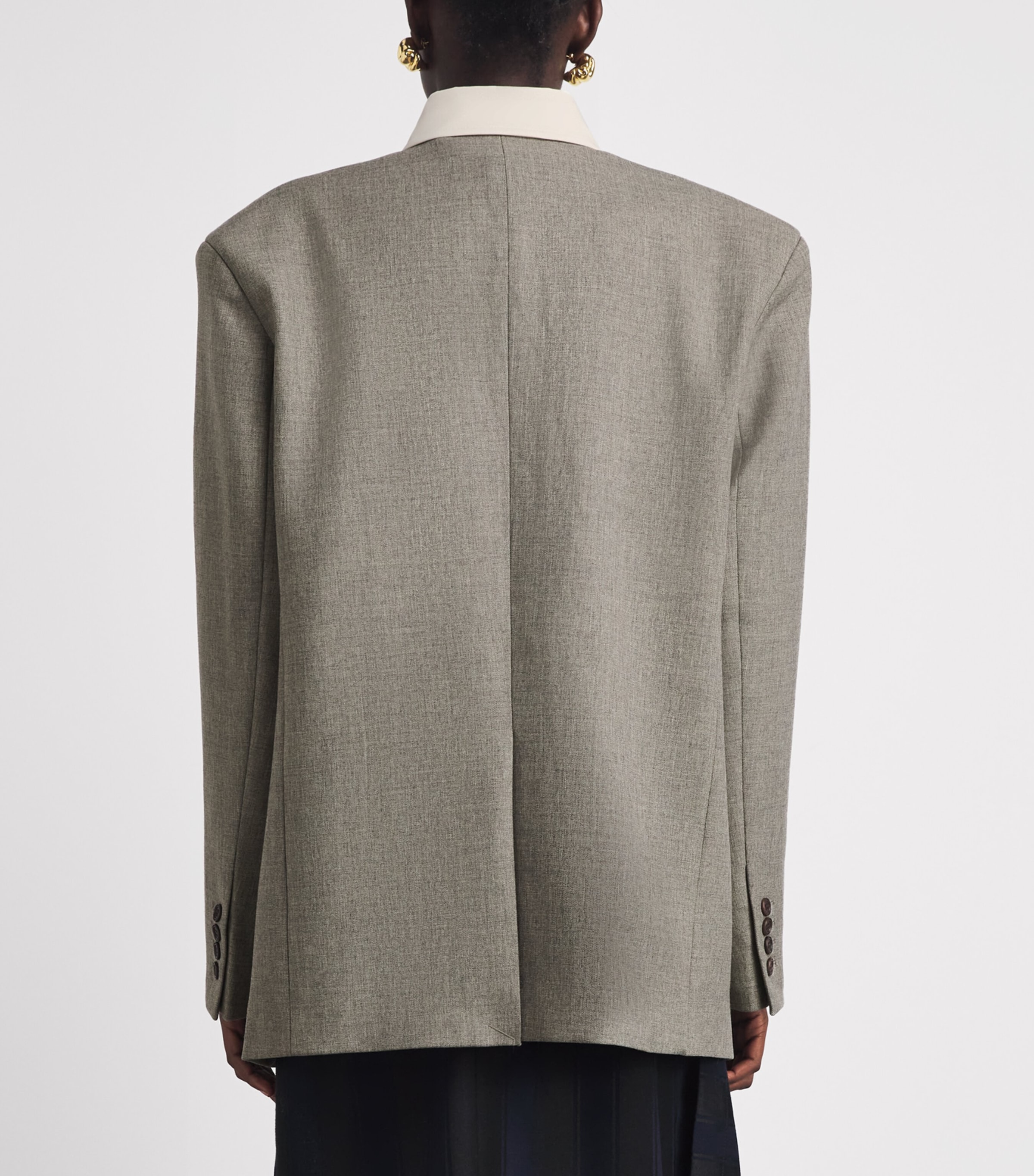 Source Unknown Womens Contrast-Collar Suki Blazer Shirt Gy Image 5
