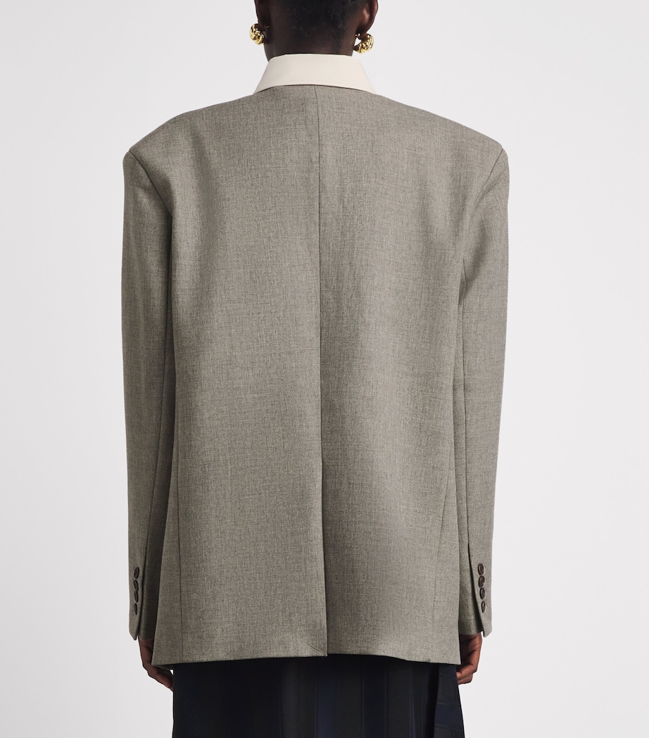 Source Unknown Womens Contrast-Collar Suki Blazer Shirt Gy Image 5