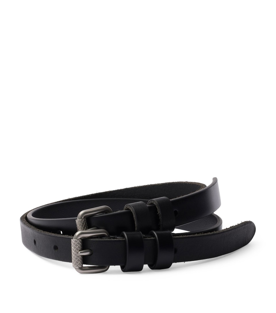 Prada Leather Double-Buckle Belt