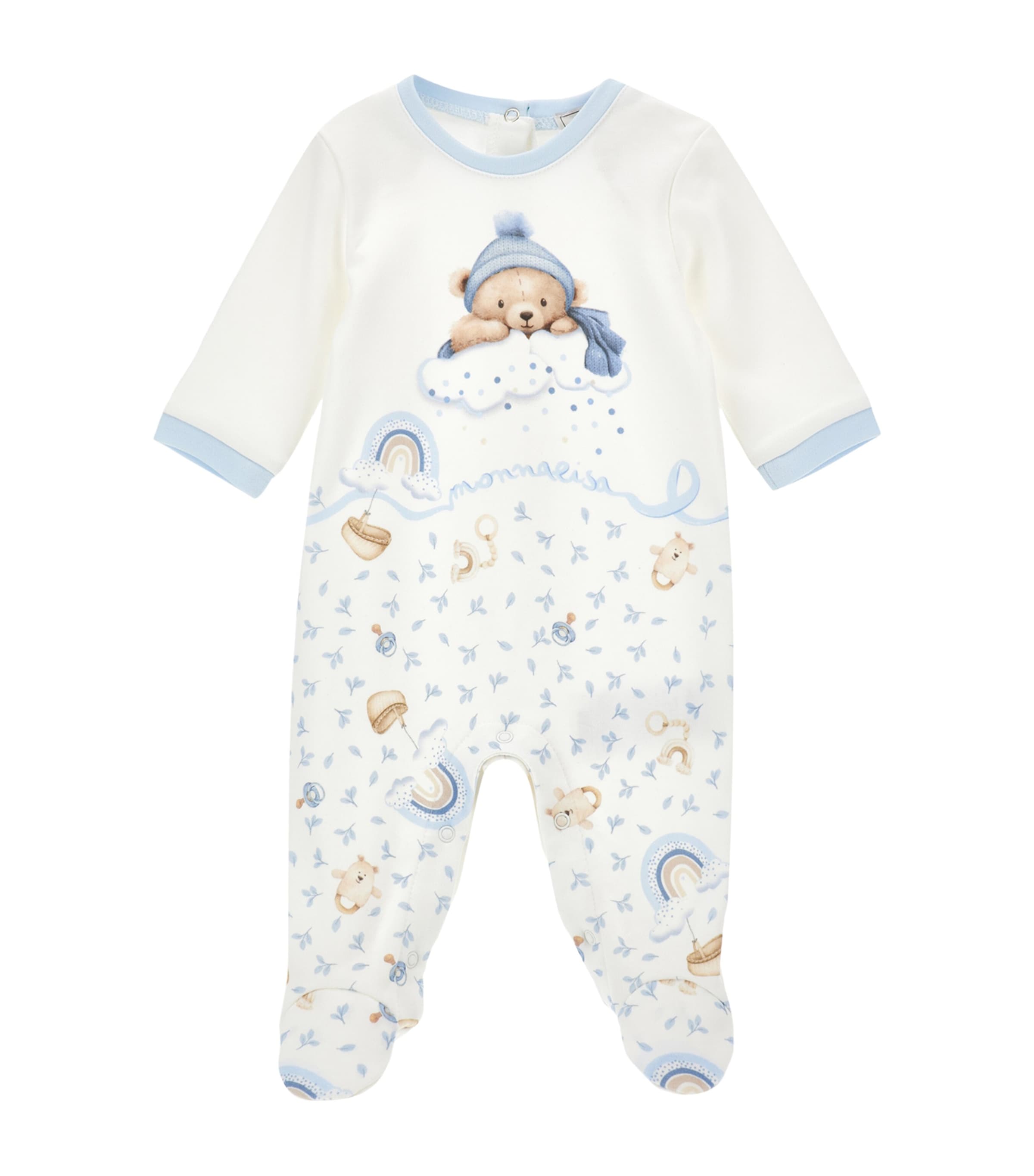 Monnalisa Teddy Bear All-in-one And Sleeping Bag Set In White
