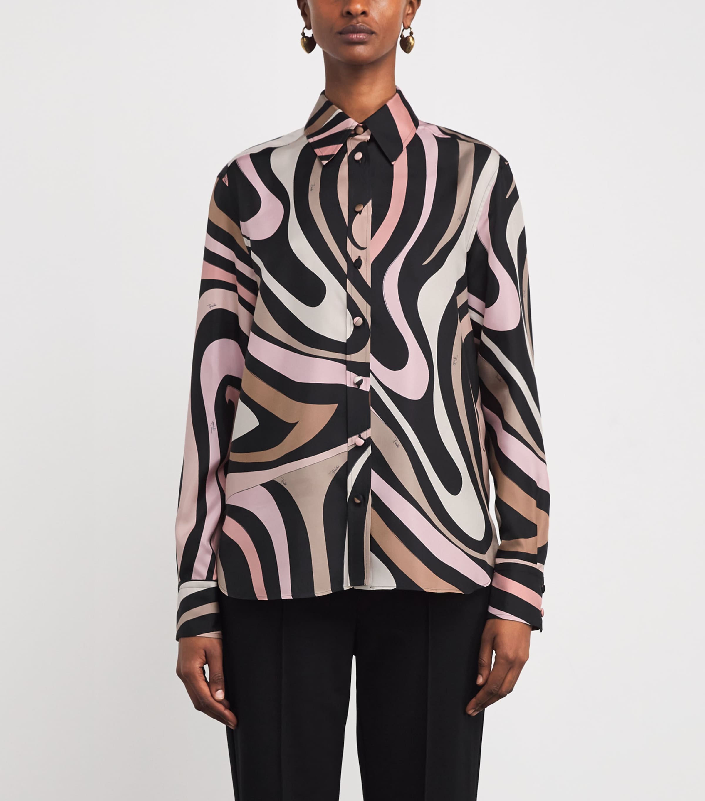 Silk Printed Blouse 001NERO/NUDE Image 3