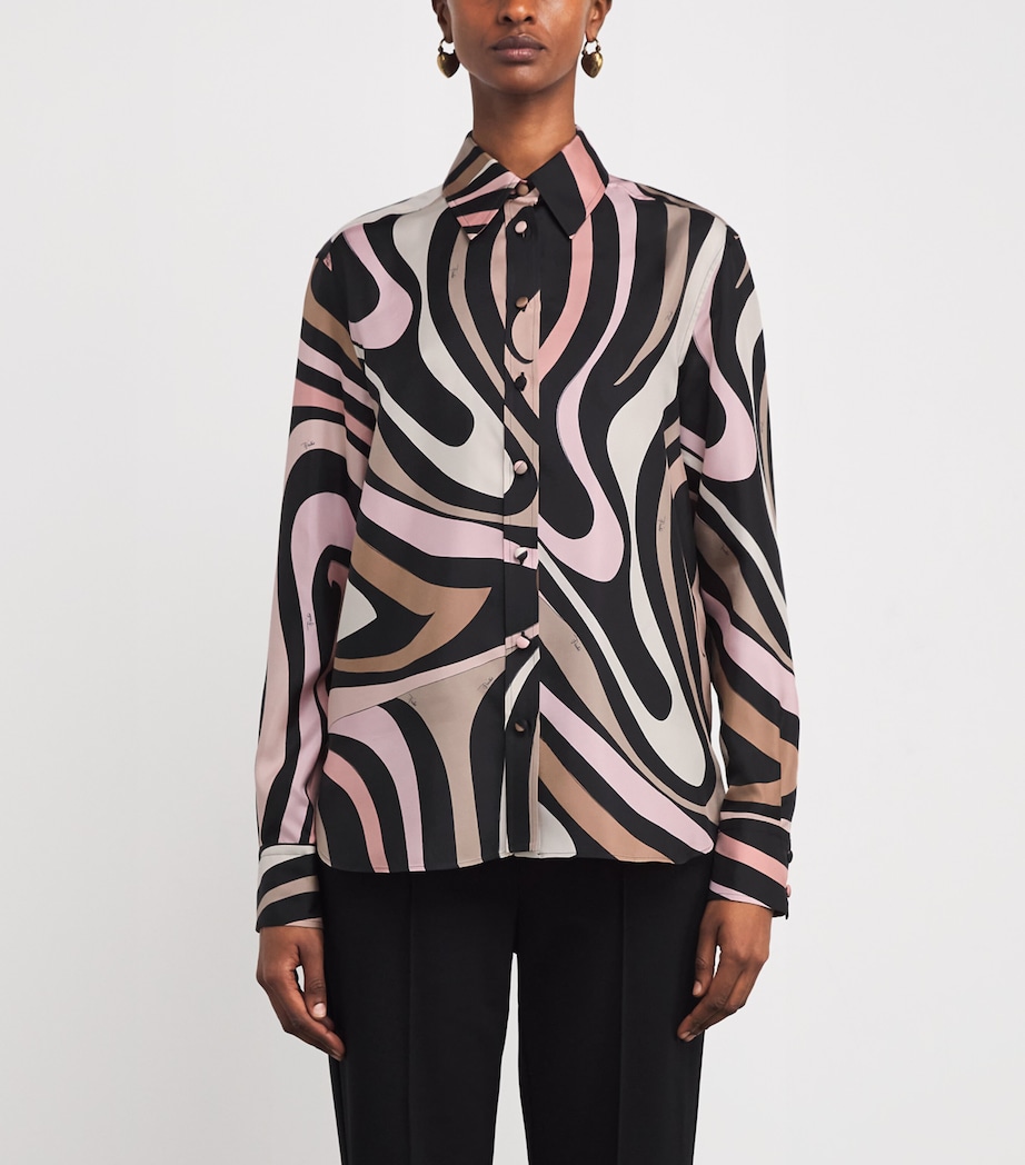 Silk Printed Blouse 001NERO/NUDE Image 3