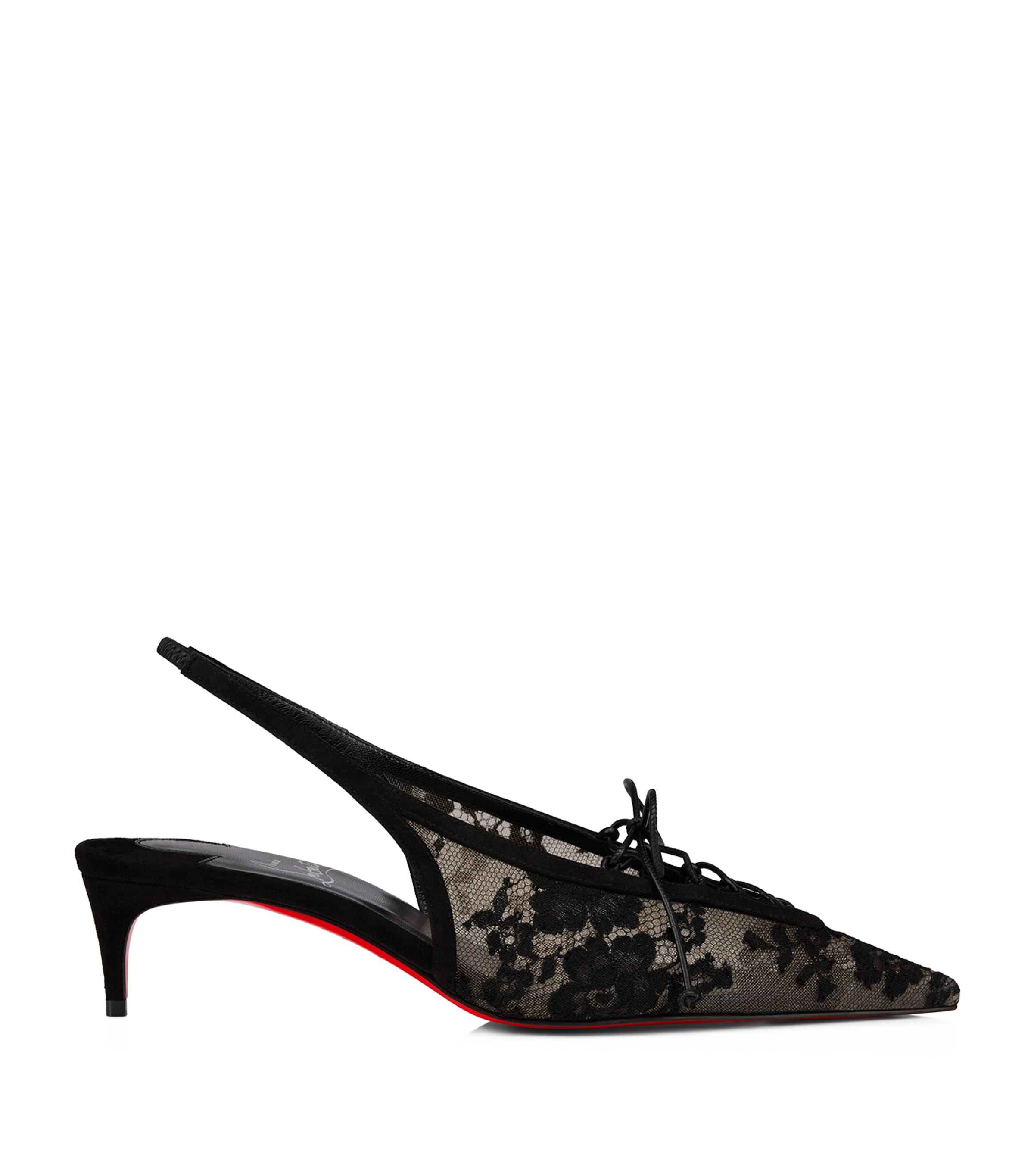 Christian Louboutin Km Lace Sling Slingback Pumps 45 In Black