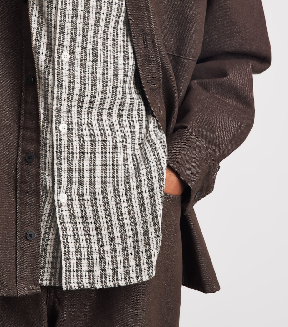 Samsøe Samsøe Mens Organic Cotton Check Saryan Shirt Brown Ch. Image 3