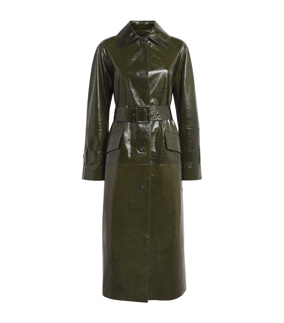 Joseph Womens Patent Leather Zahia Coat Palm Leaf Image 1