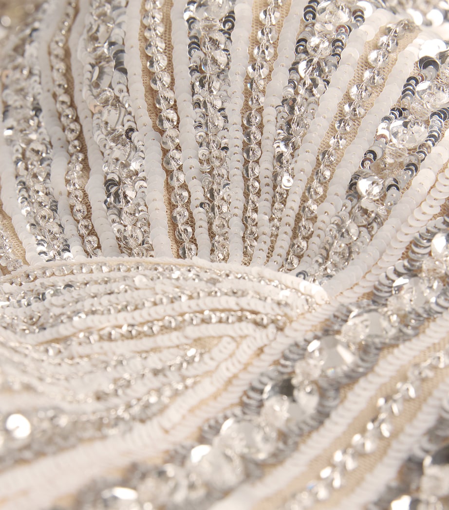 Embroidered Tulle Off-The-Shoulder Gown NUDE/MULTI Image 5