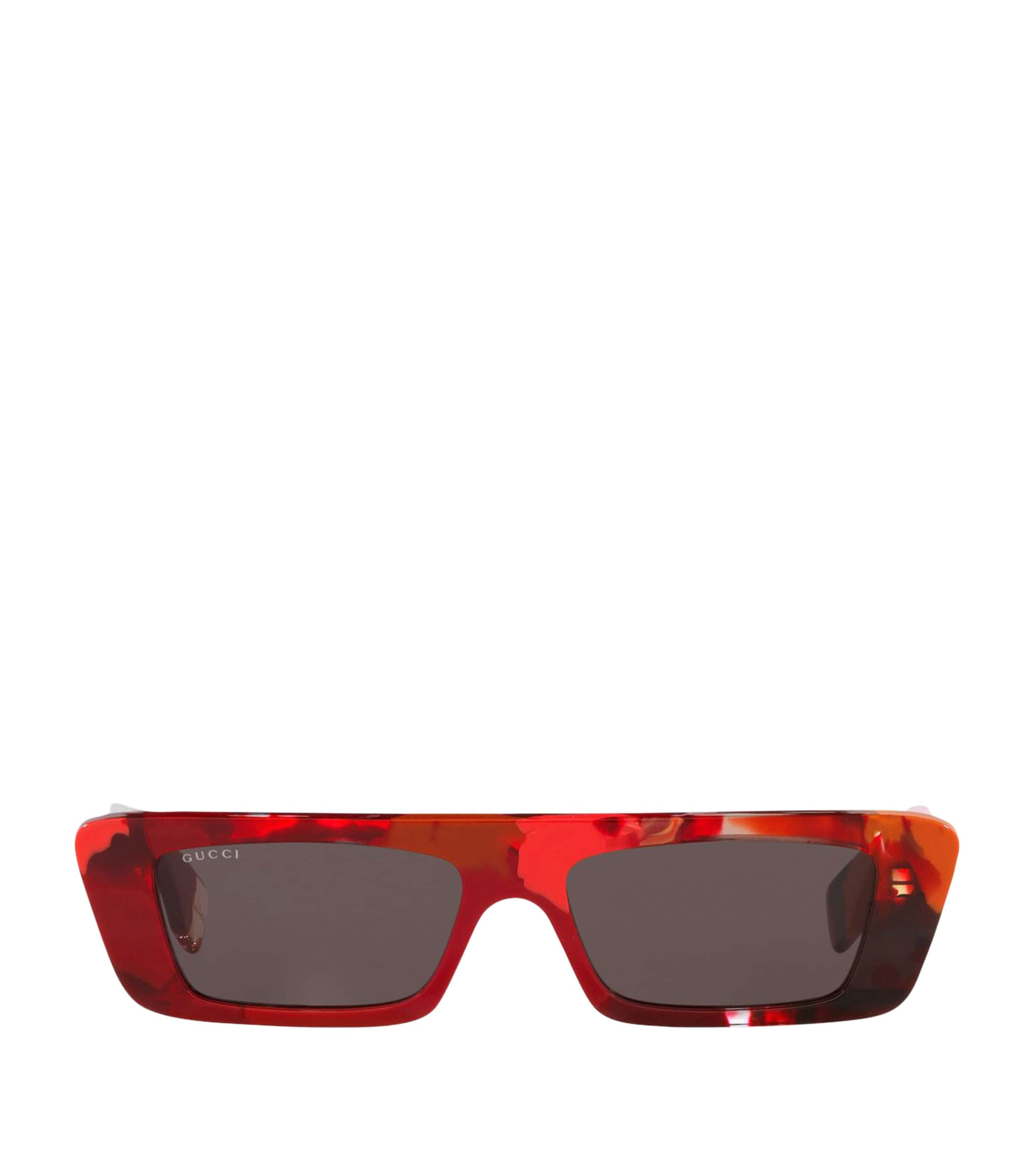 Gucci Tortoiseshell Rectangle Sunglasses In Red