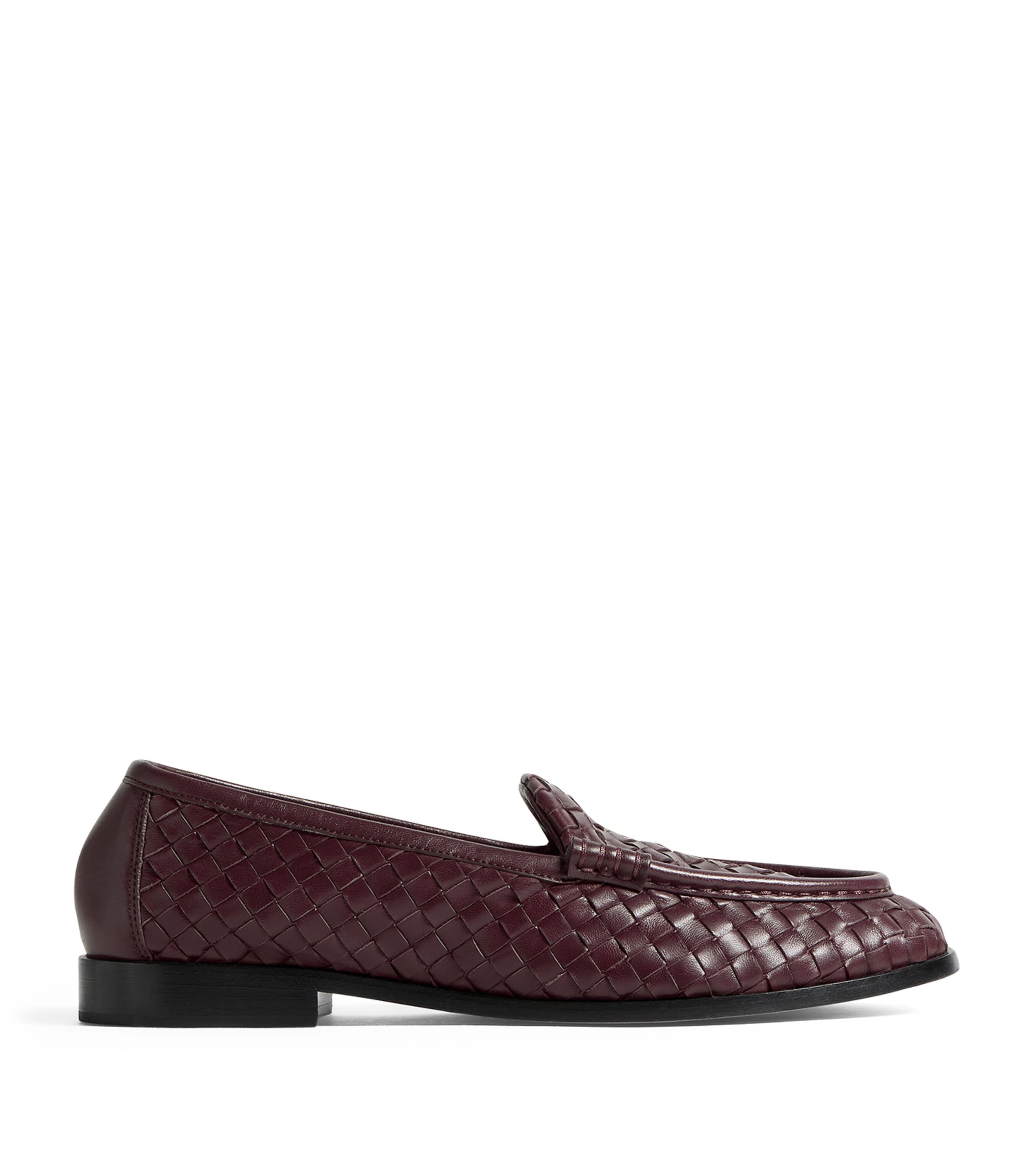 Bottega Veneta Womens Lambskin Intrecciato Loafers Image 1