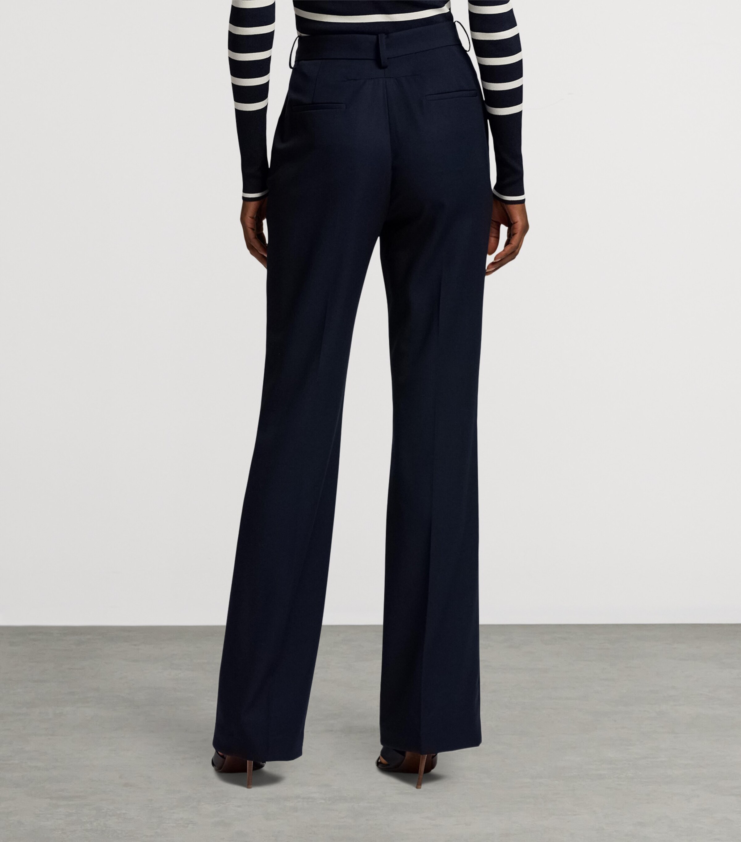 Ralph Lauren Womens Wool Grain de Poudre Wrigley Trousers Navy Image 8
