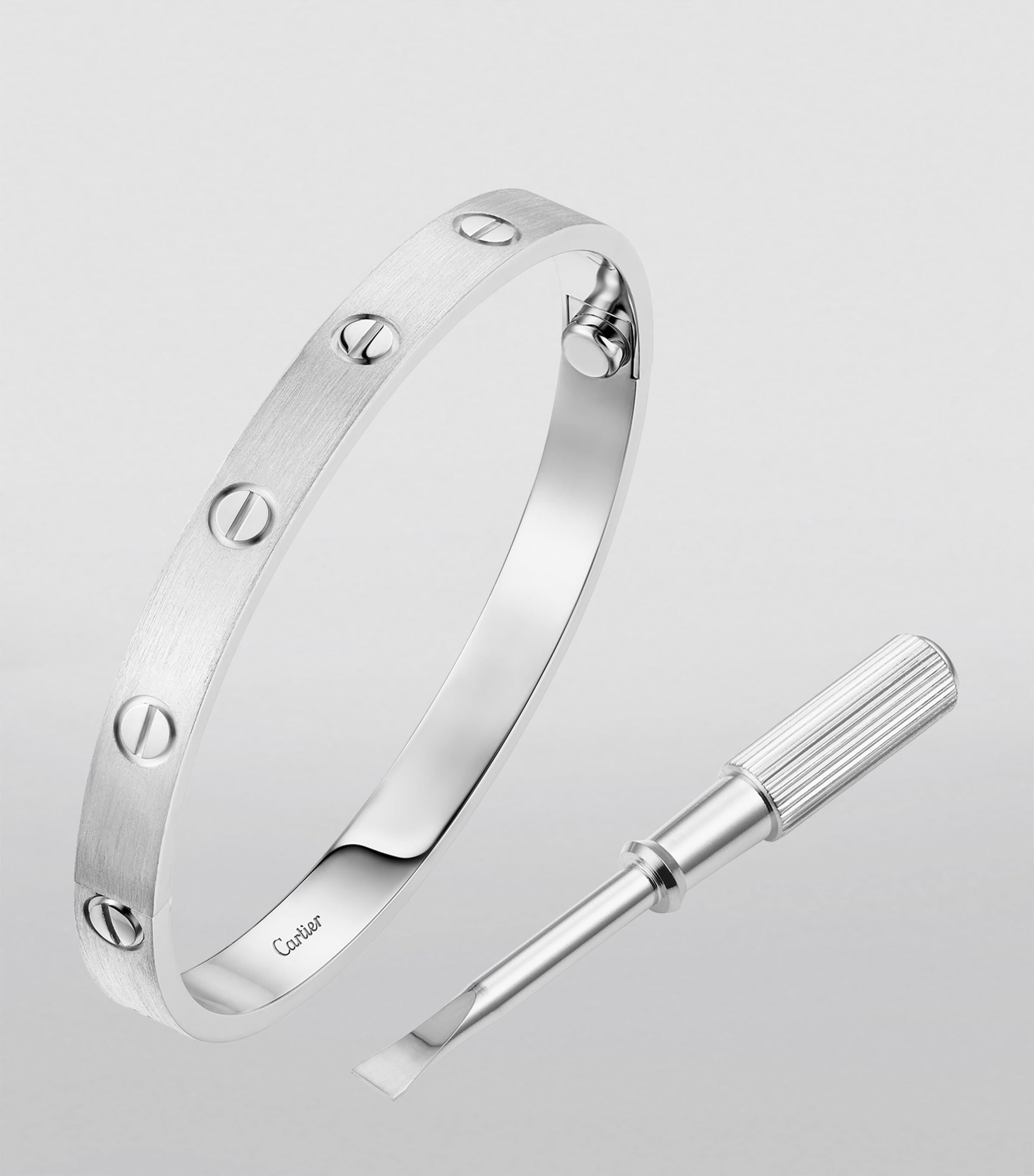 LOVE Classic White Gold Bracelet - Brushed Finish WHITE GOLD Image 5