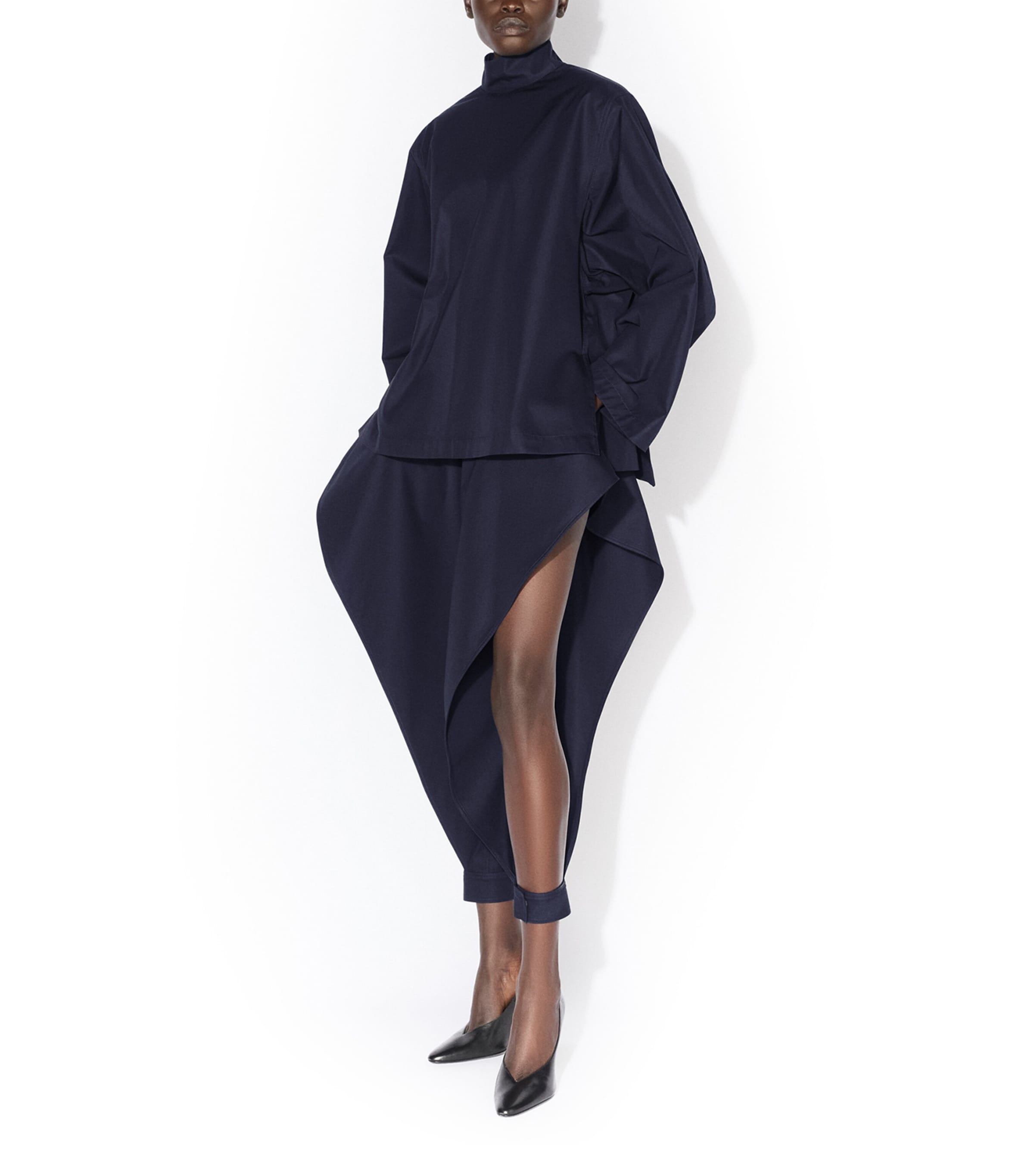 Alaïa Womens Cotton Gabardine Open-Leg Trousers Minuit Image 2