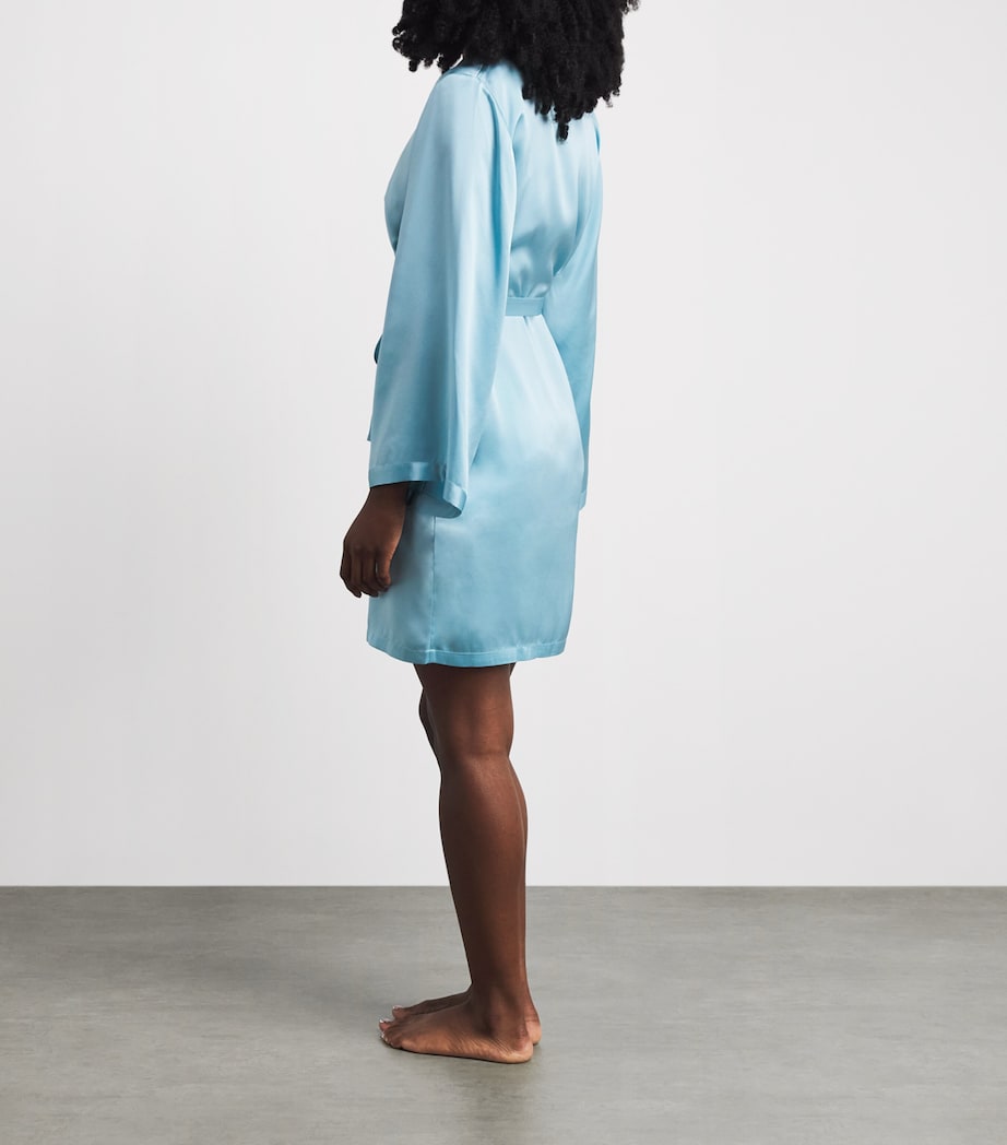 Marjolaine Womens Silk Short Tracy Robe Glacier Image 4