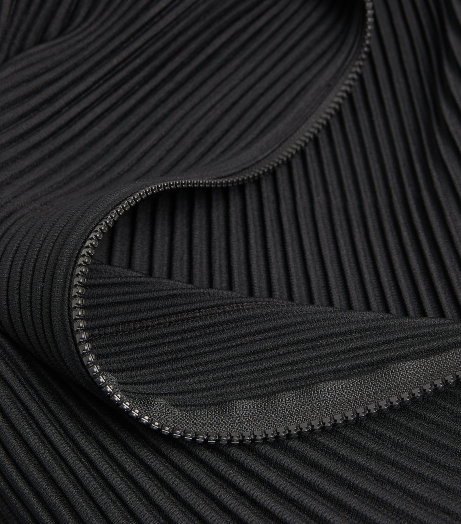 Pleated Zip-Up Cardigan 15 BLACK Image 5