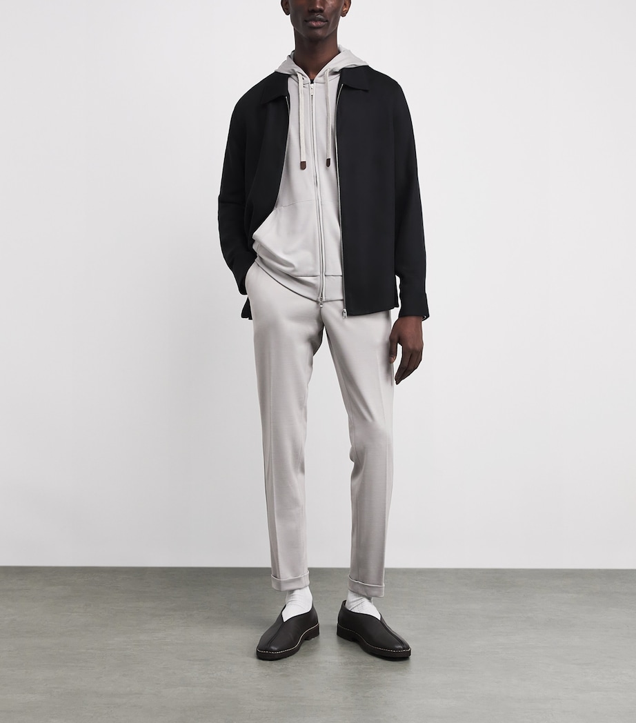 Marco Pescarolo Mens Virgin Wool Drawstring Trousers Light Grey Image 2