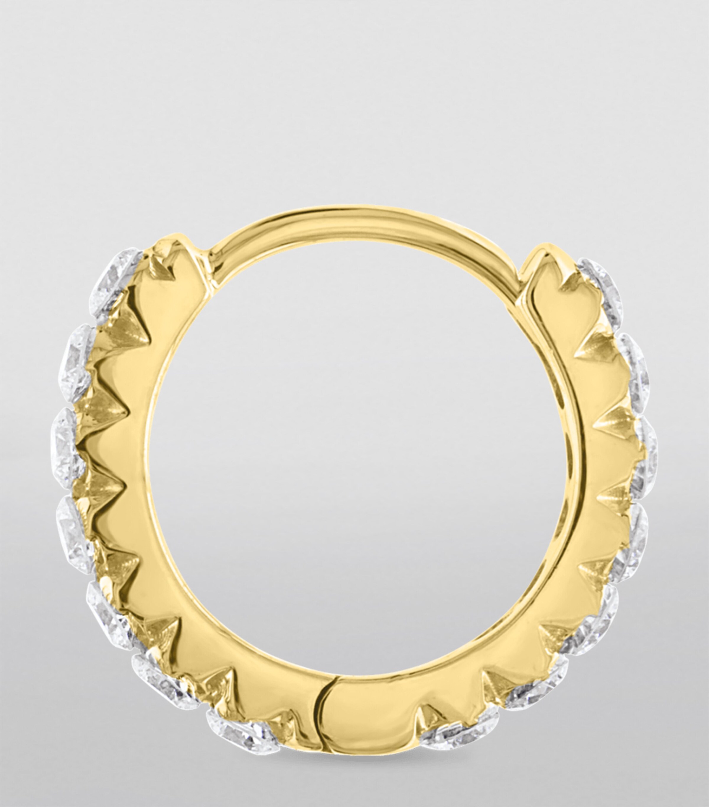 Yellow Gold Invisible Set Diamond Eternity Hoop Earring (8mm) YELLOW GOLD Image 3