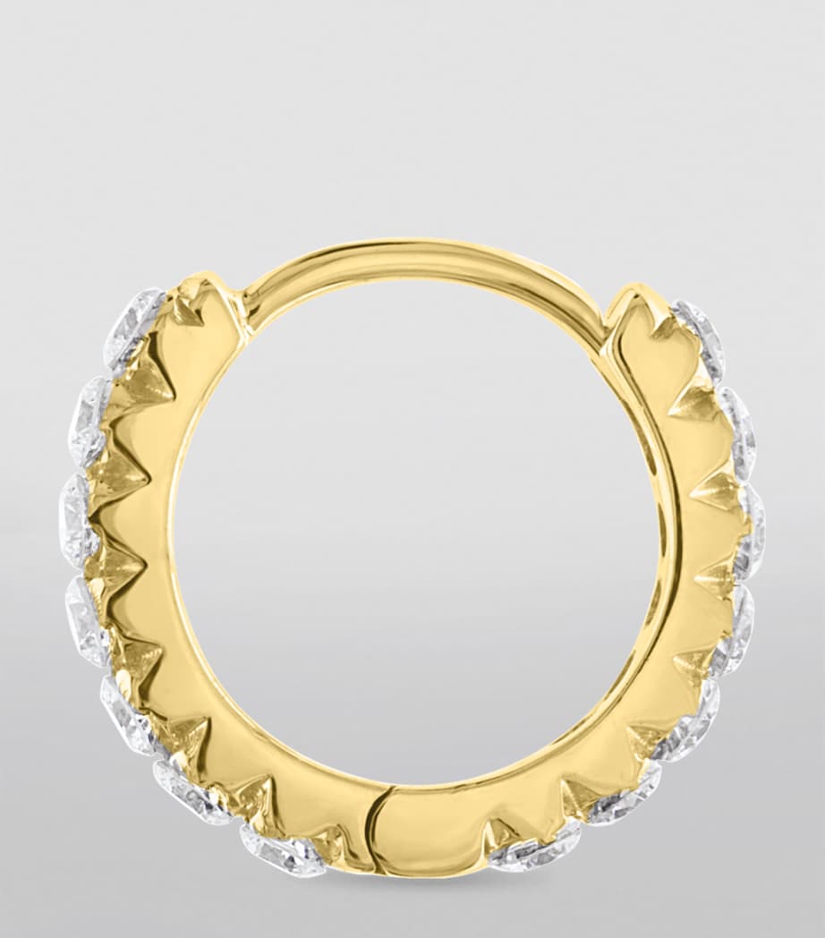 Yellow Gold Invisible Set Diamond Eternity Hoop Earring (8mm) YELLOW GOLD Image 3