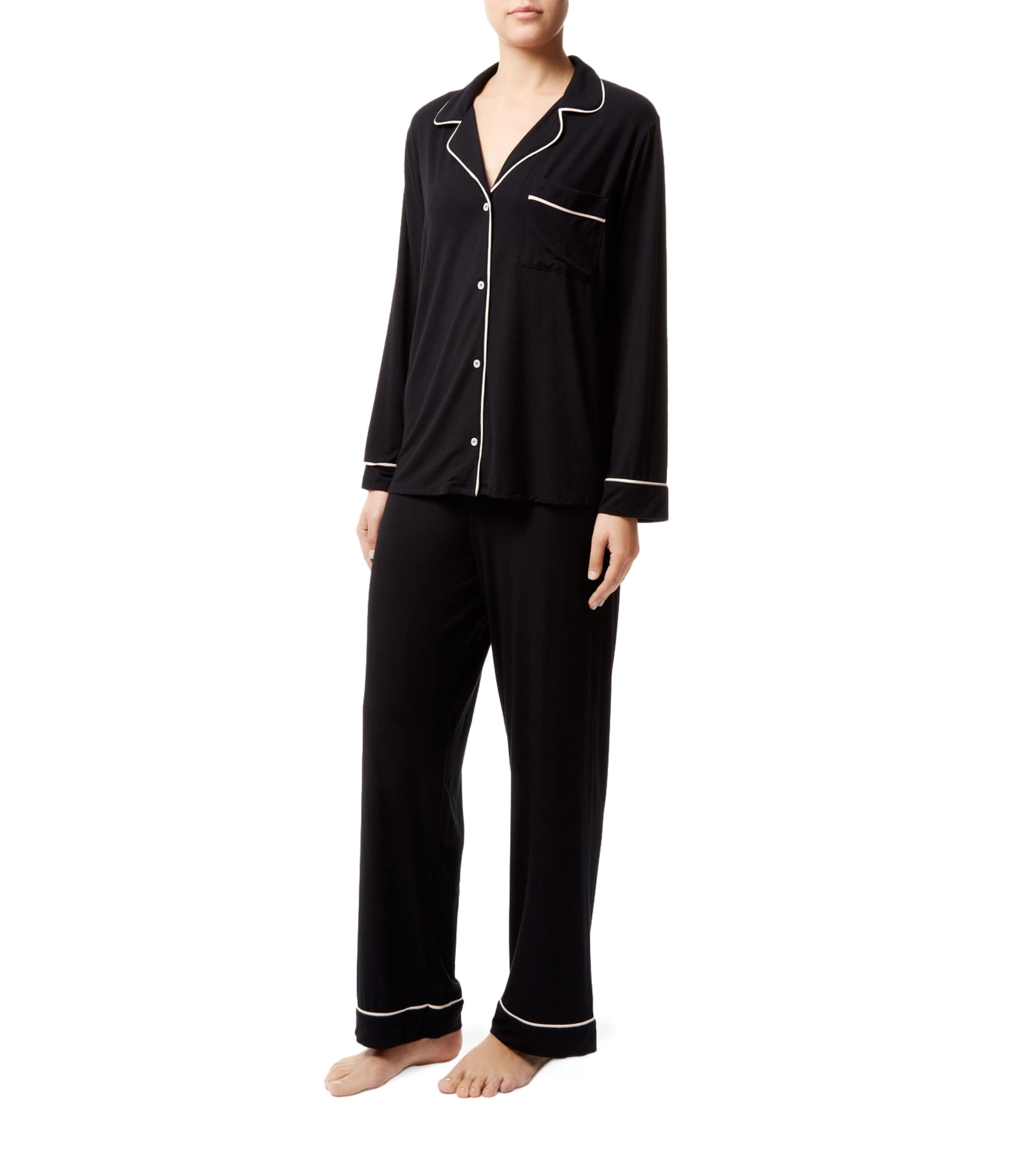 Gisele Long Piped Pyjama Set BLACK/SORBET PINK Image 2