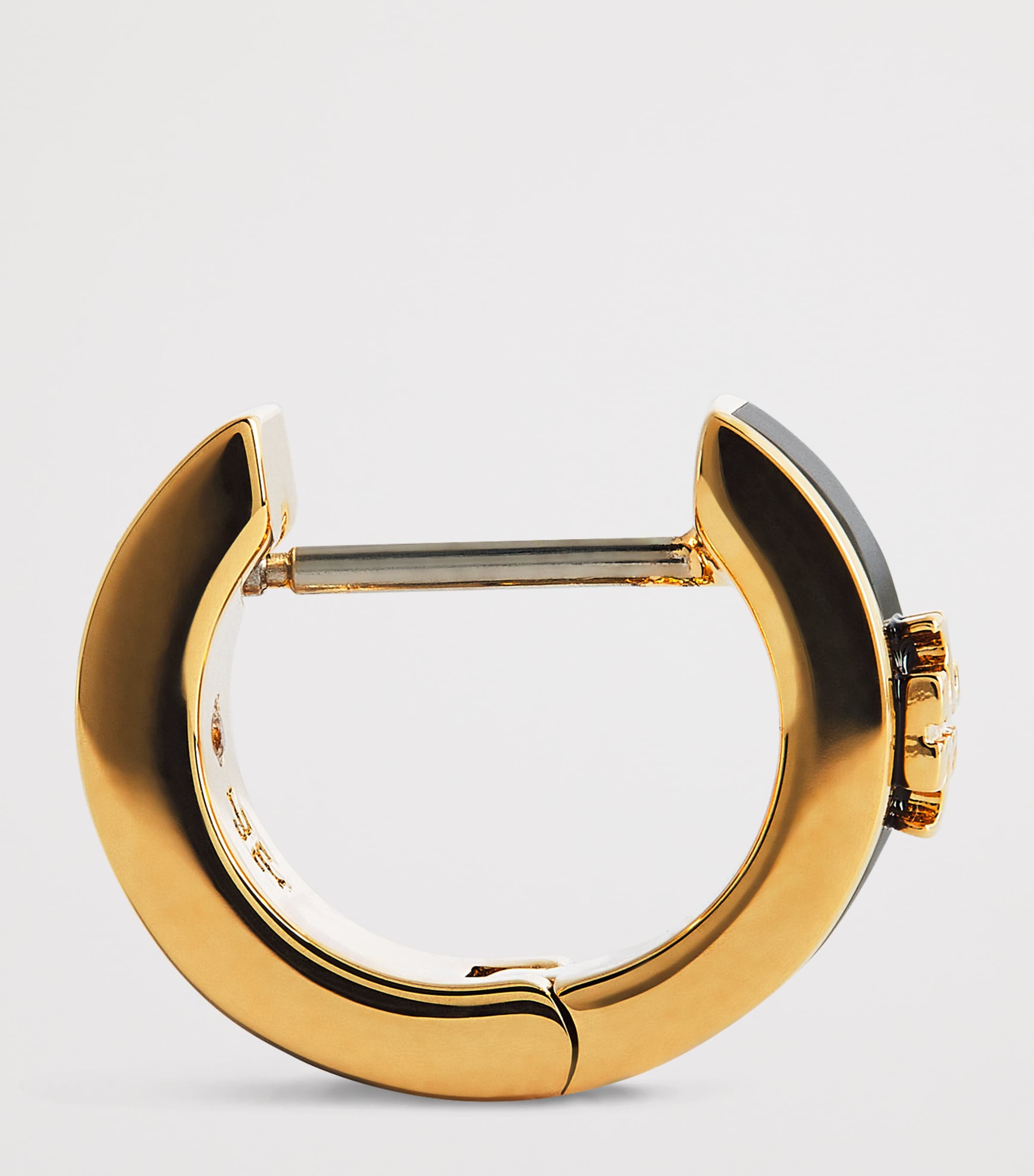 Tory Burch Gold-Plated Enamel Icon Huggie Earrings Tory Gold/ Black Image 4