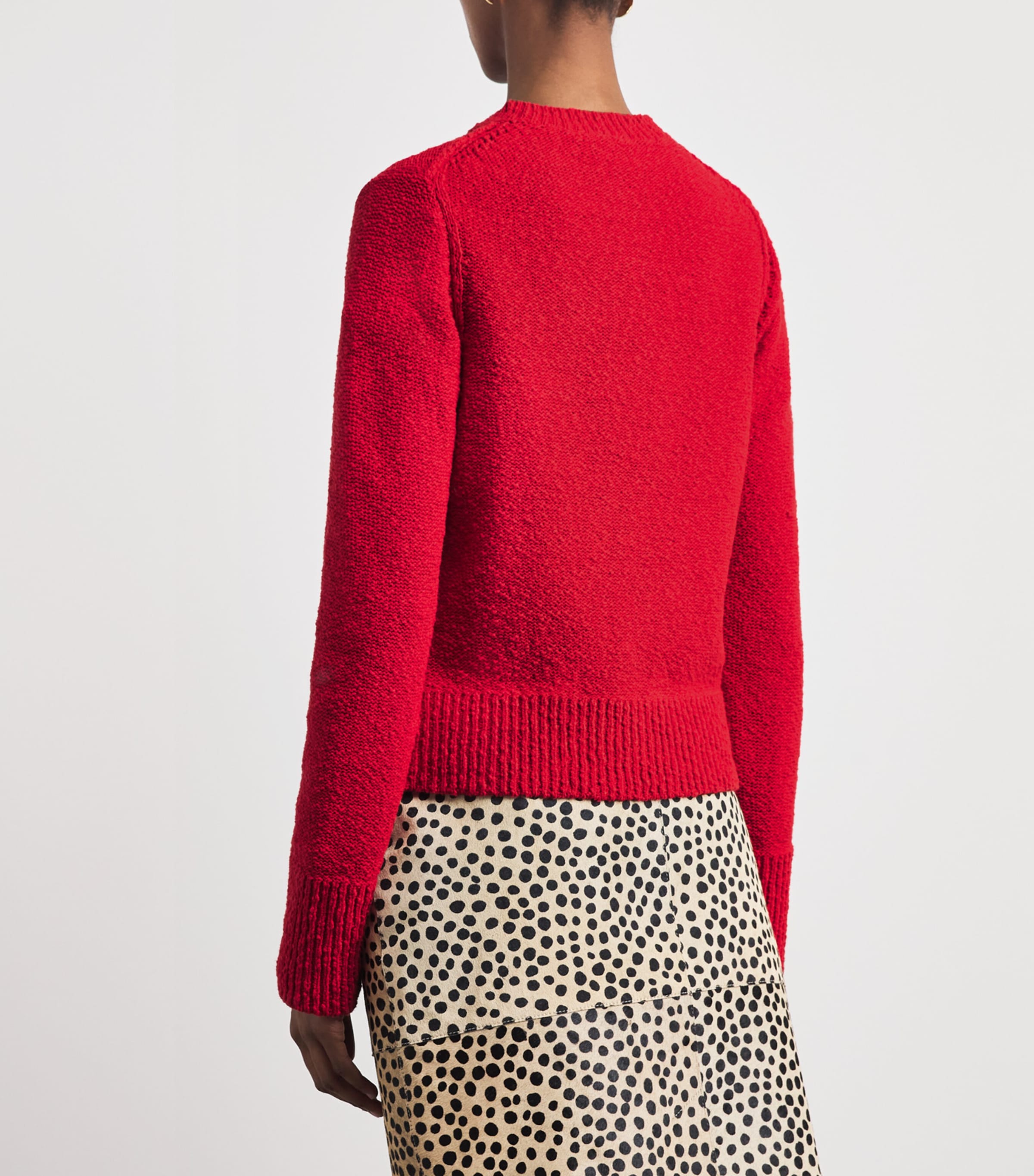 ME+EM Womens Cotton-Linen Bouclé Cardigan Rose Petal Red Image 5