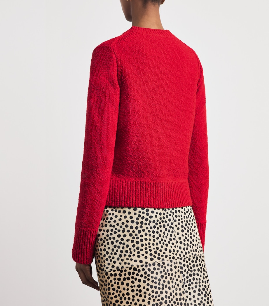 ME+EM Womens Cotton-Linen Bouclé Cardigan Rose Petal Red Image 5