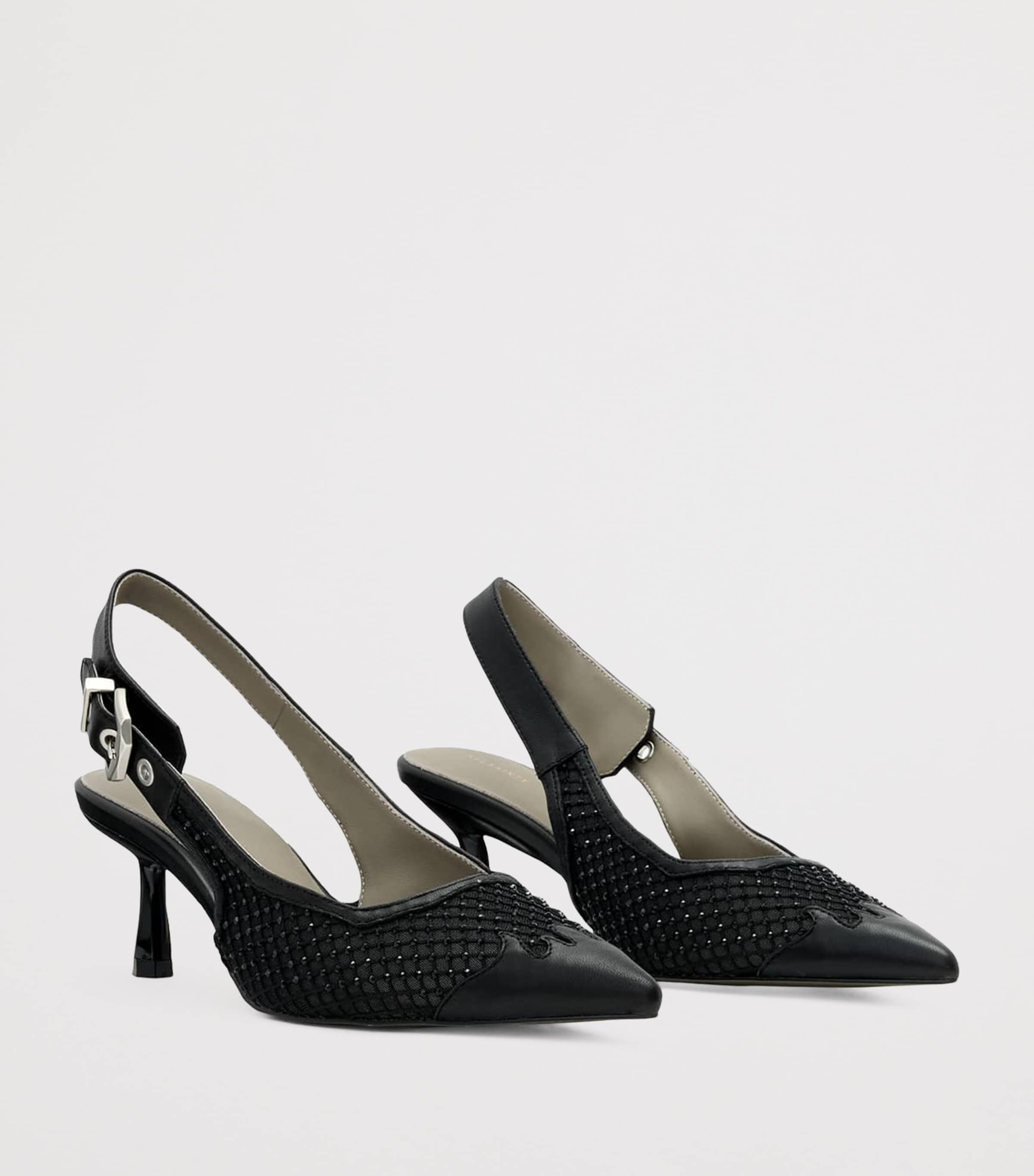 Mesh Idyia Slingback Pumps 55 BLACK Image 2