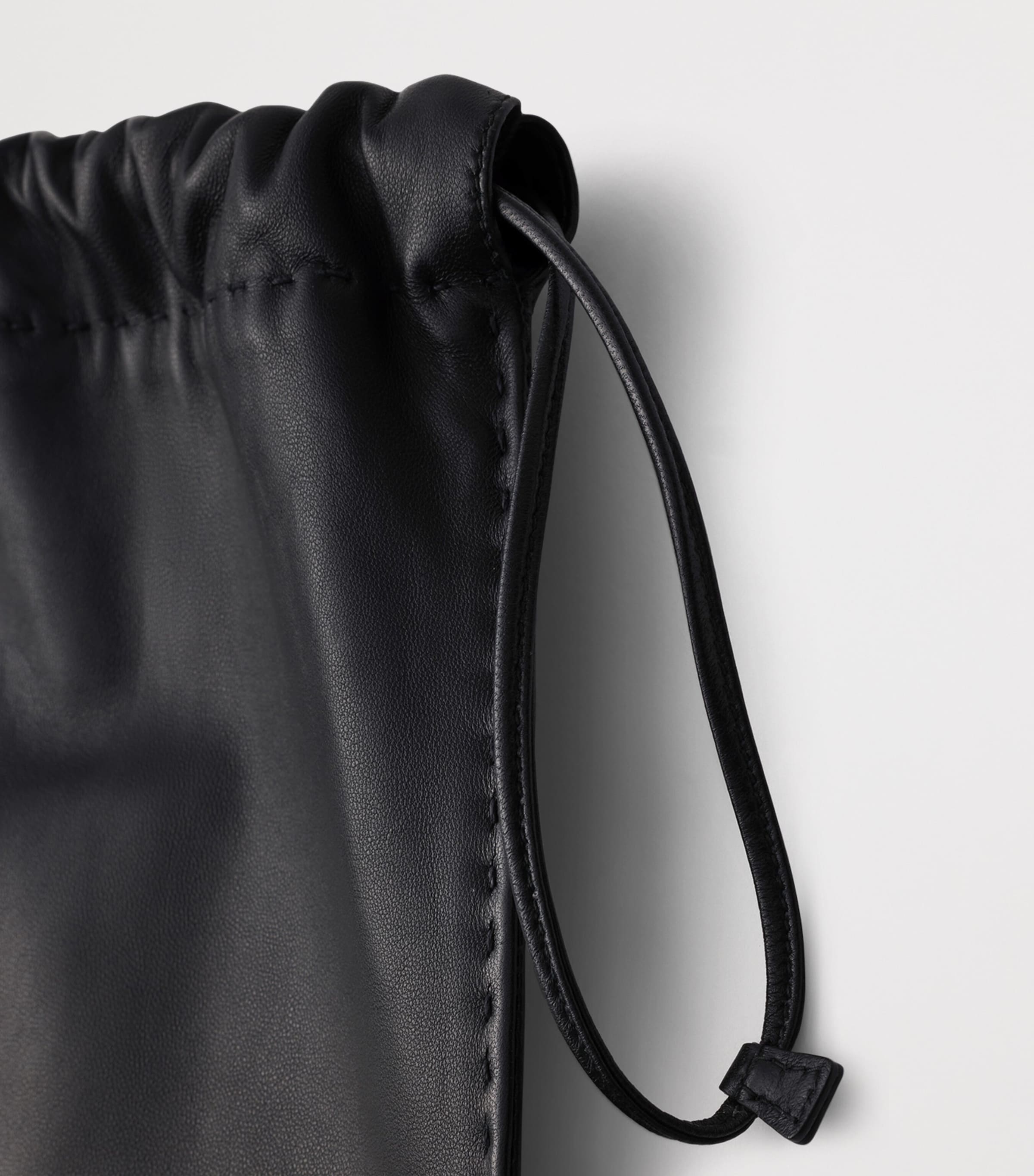 Prada Leather Drawstring Wish Pouch Black Image 5