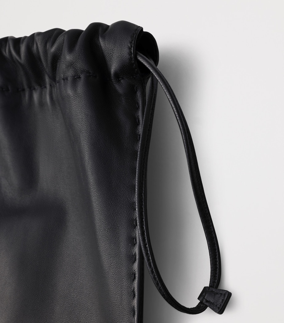 Prada Leather Drawstring Wish Pouch Black Image 5