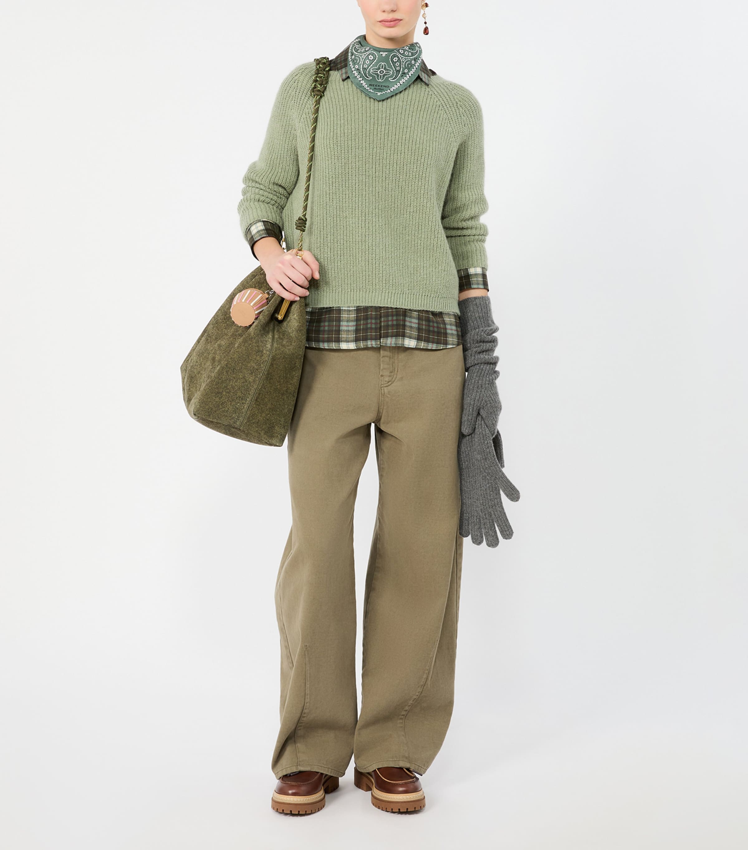 Weekend Max Mara Womens Rib-Knit Sweater Sage Green Image 2