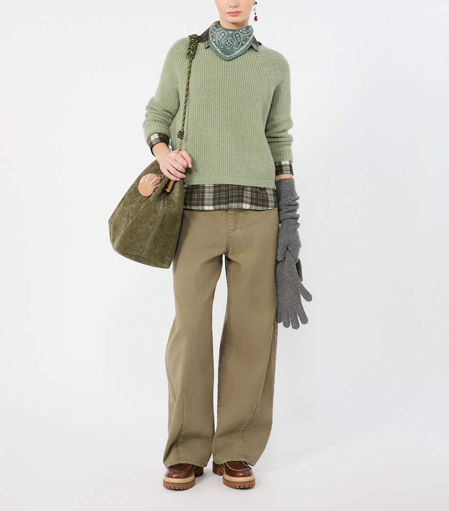 Weekend Max Mara Womens Rib-Knit Sweater Sage Green Image 2