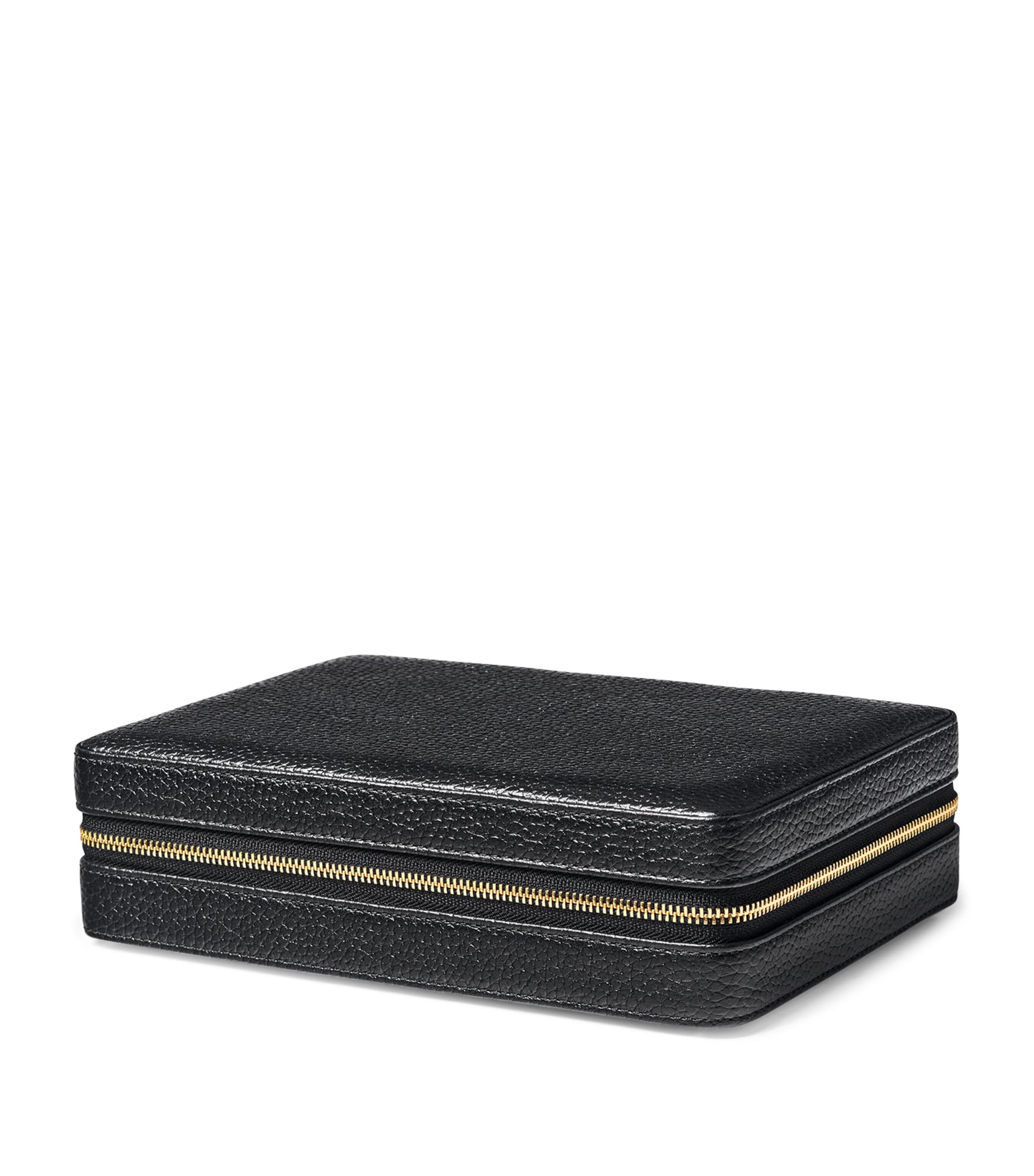 Large Leather Travel Jewellery Box BLACK Image 2