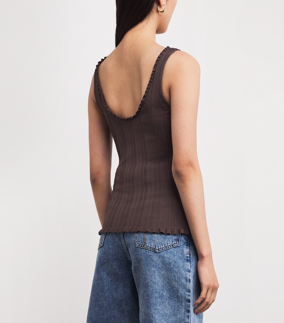 Pointelle Knit Tank Top CHOCOLATE Image 4